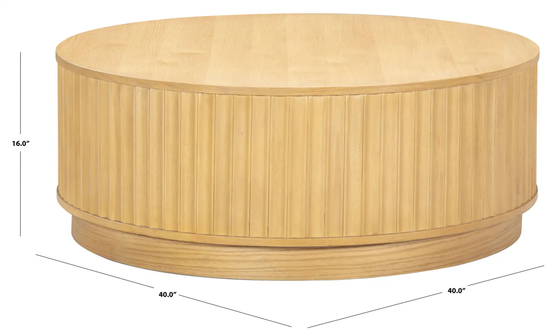 Cynthia Round Fluted Coffee Table in Dark Brown Oak, detail view