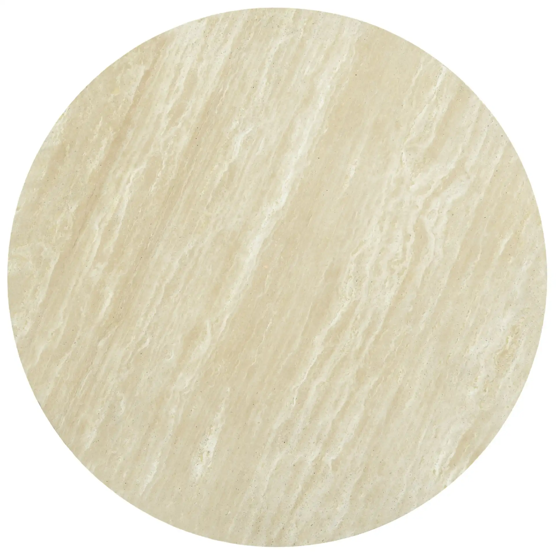 Alysandria Round Coffee Table in Dark Brown Oak / Travertine, detail view