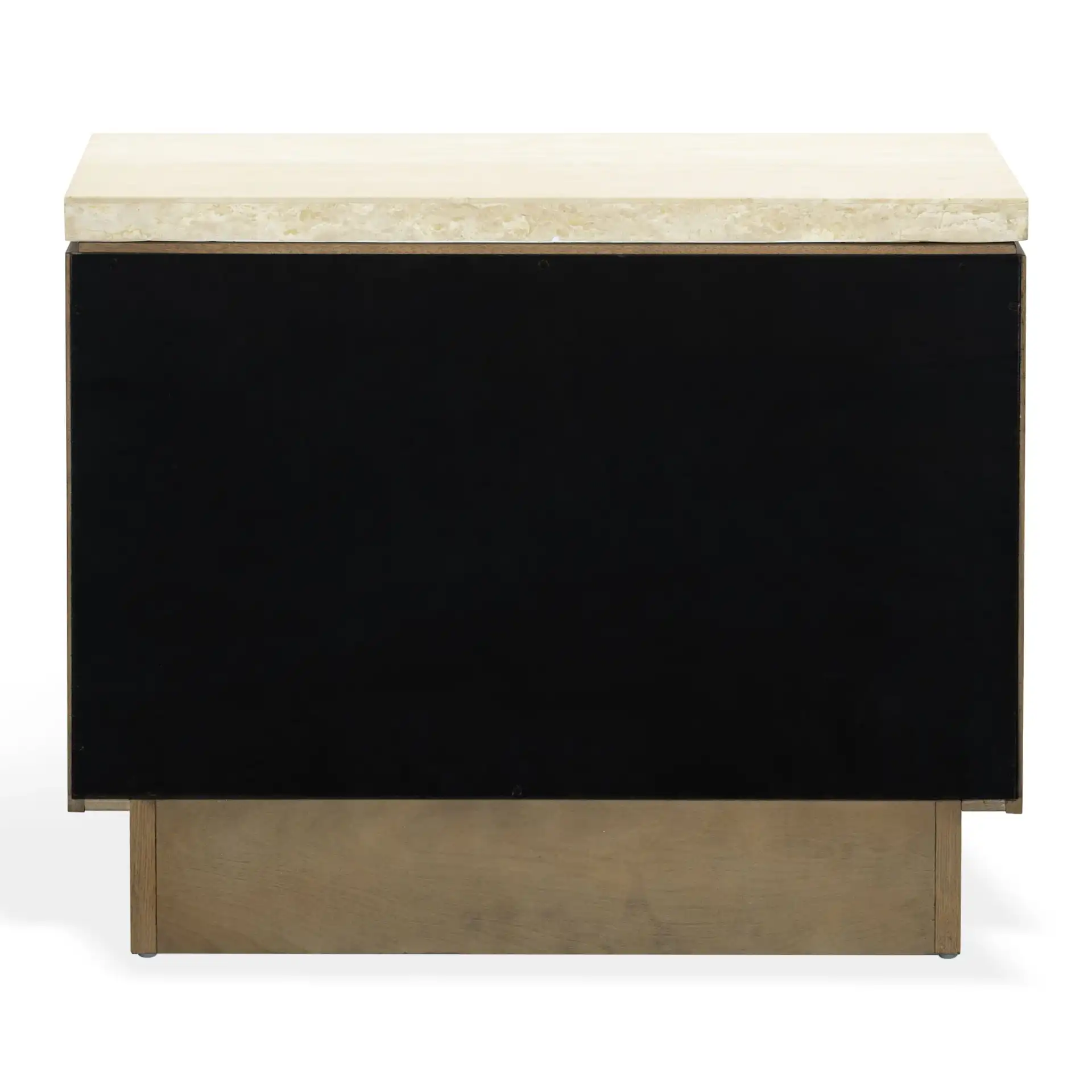 Alysandria One-Drawer Nightstand in Dark Brown Oak / Travertine, detail view