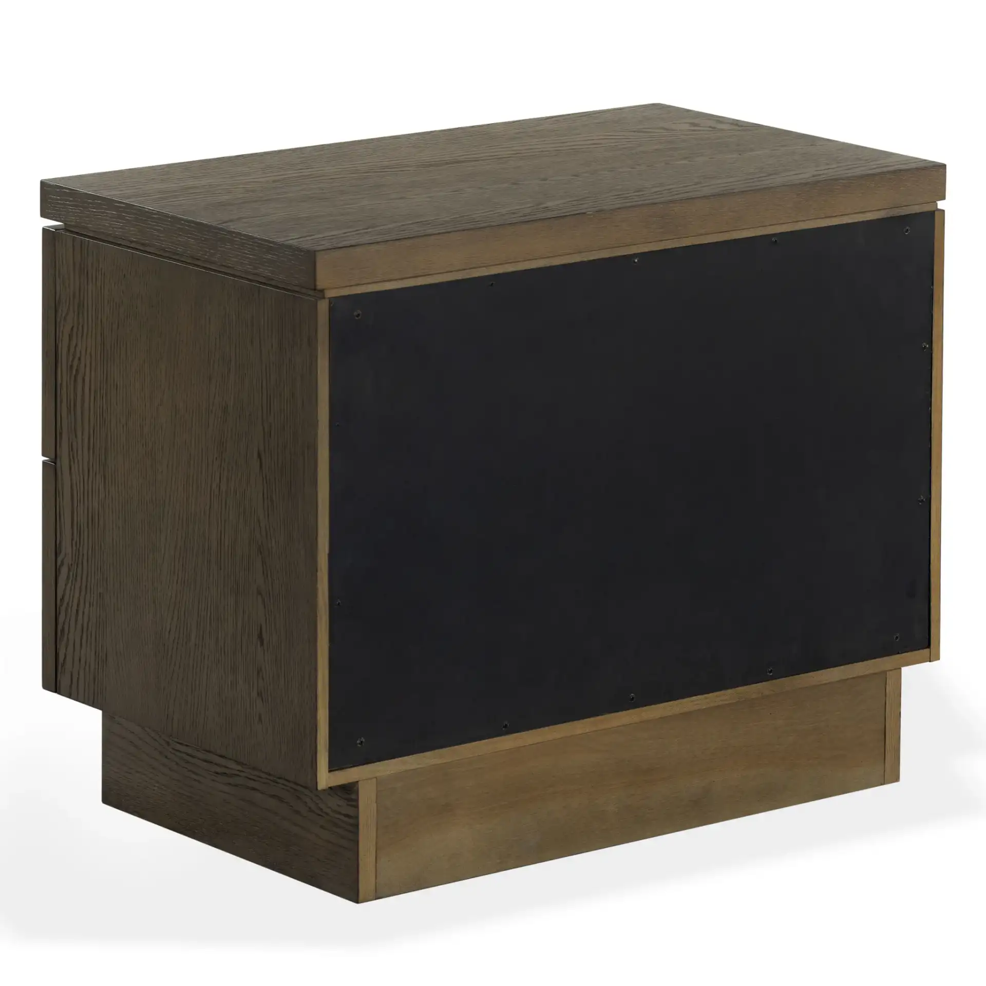 Alysandria Two-Drawer Nightstand in Dark Brown Oak, detail view