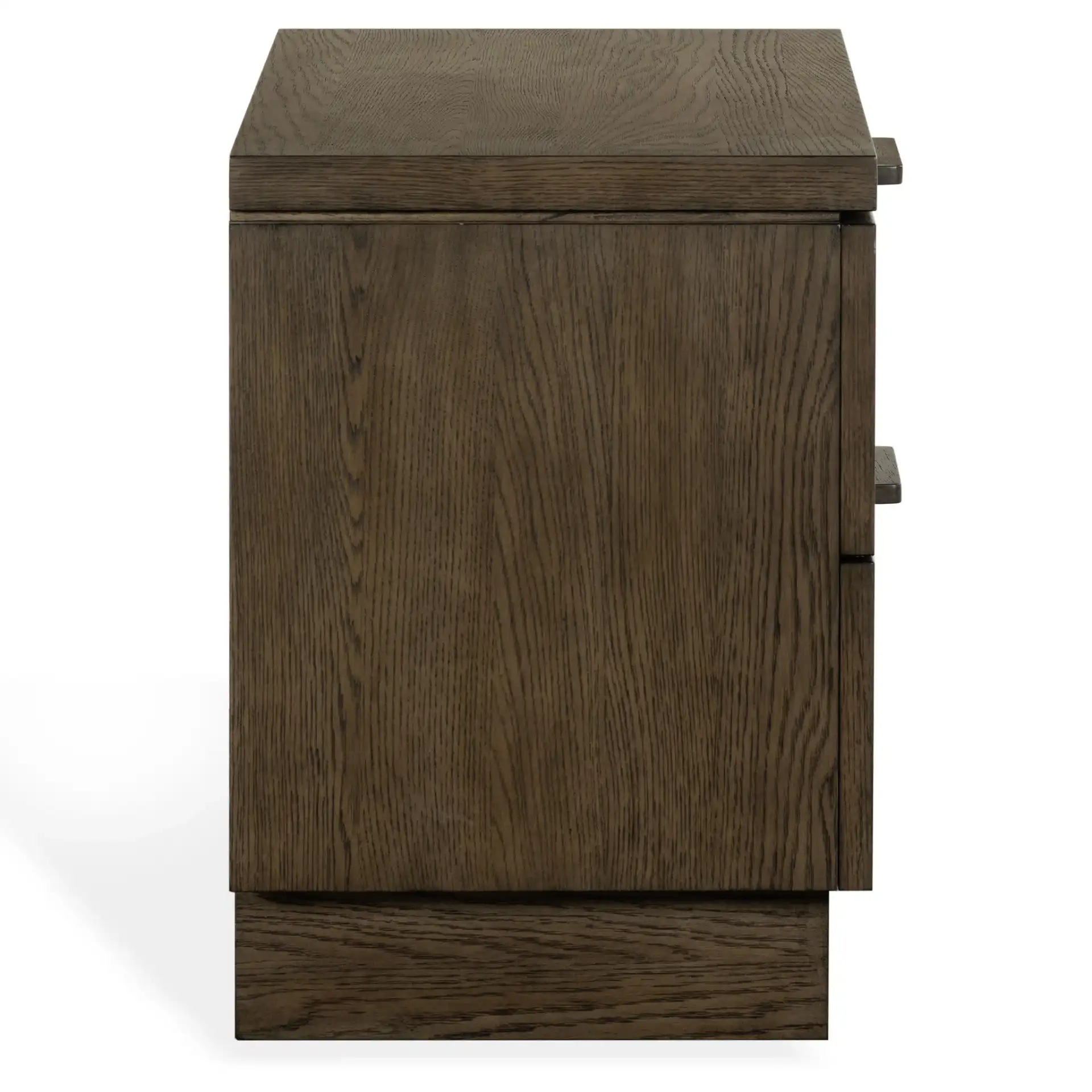 Alysandria Two-Drawer Nightstand in Dark Brown Oak, detail view