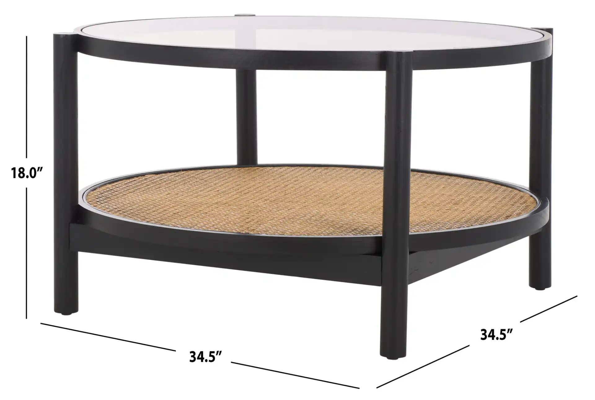 Karyna Rattan & Glass Table in Black / Natural, detail view