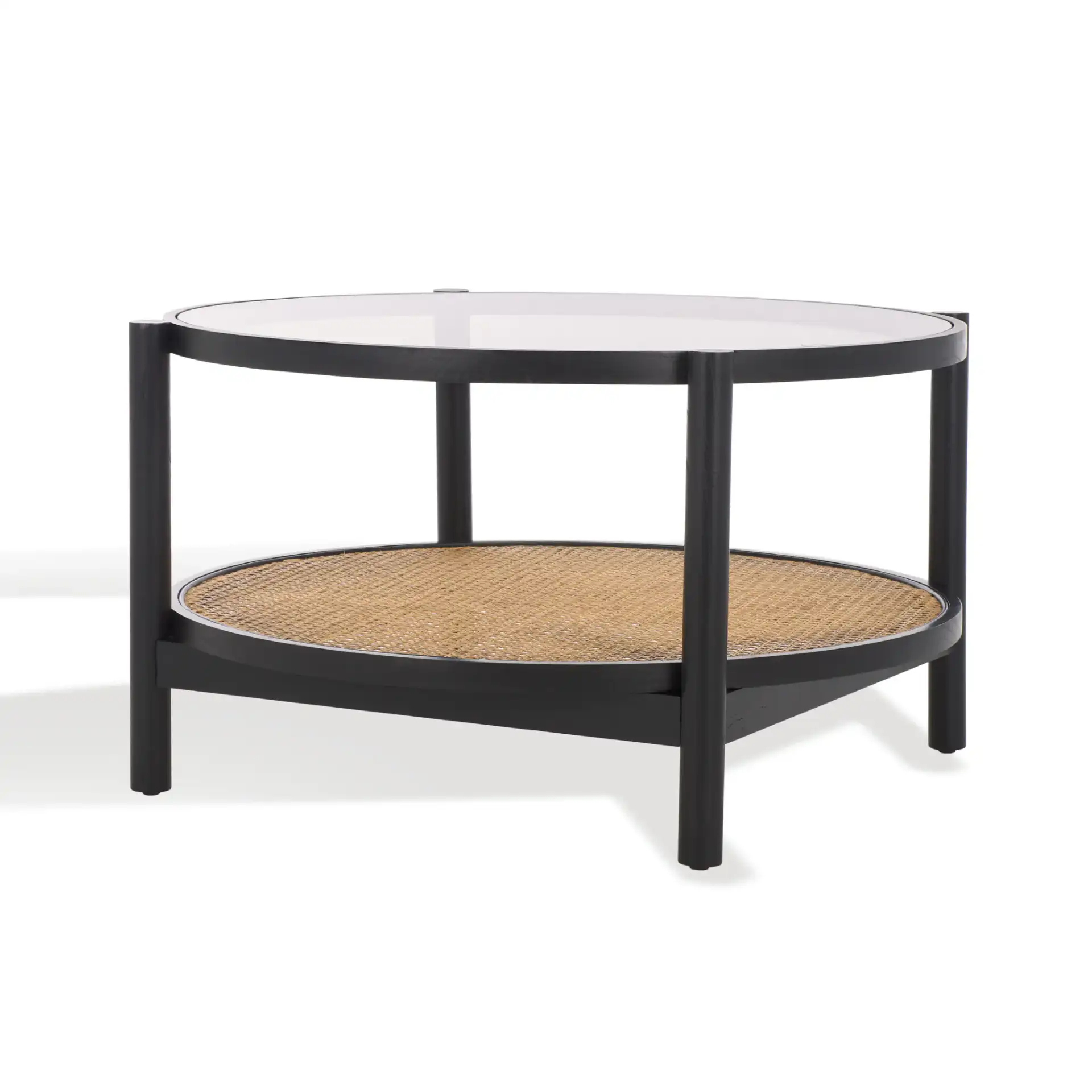 Karyna Rattan & Glass Table in Black / Natural, detail view