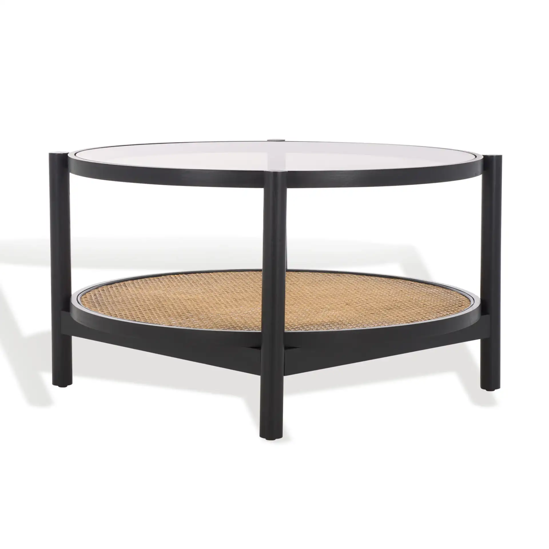 Karyna Rattan & Glass Table in Black / Natural, detail view