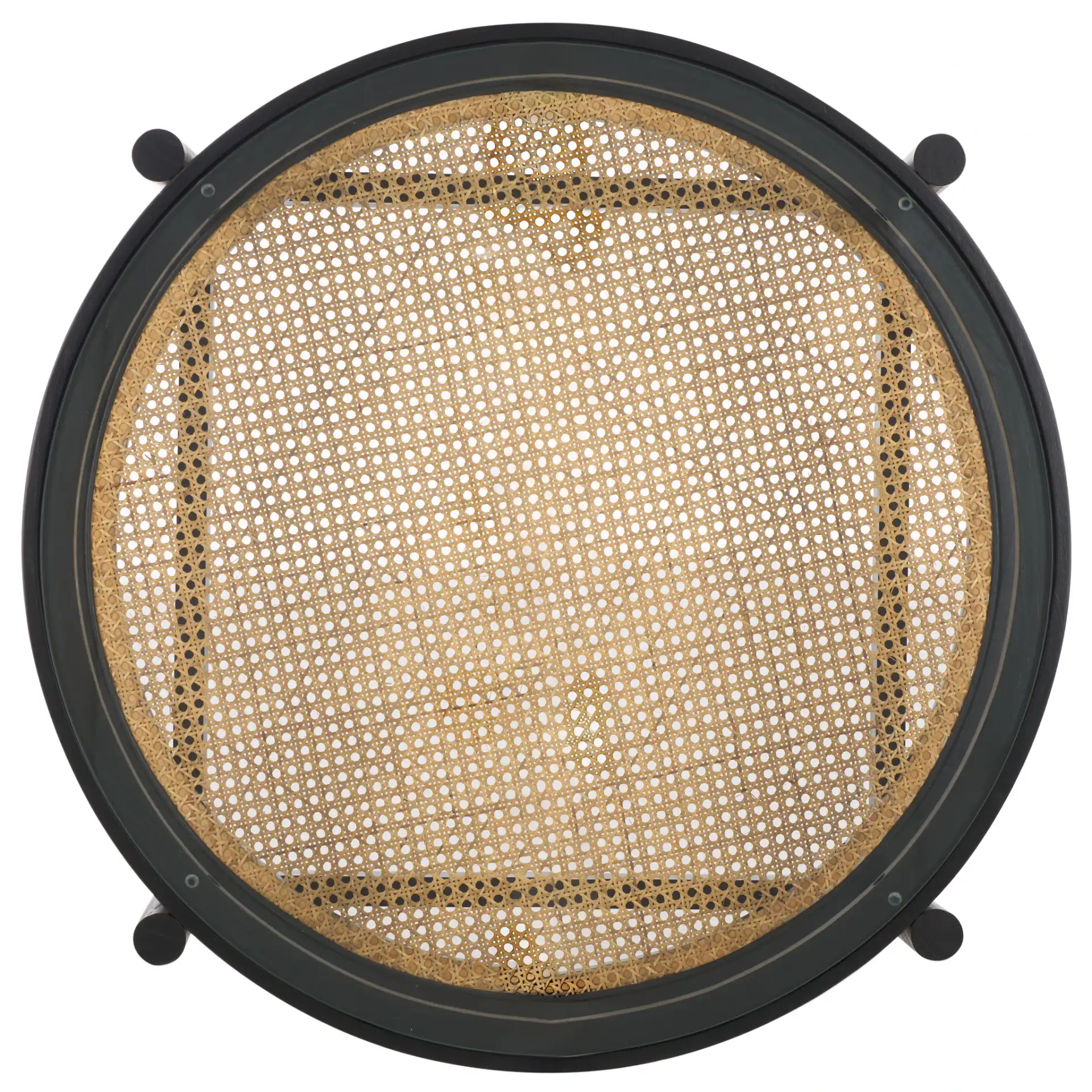 Karyna Rattan & Glass Table in Black / Natural, detail view