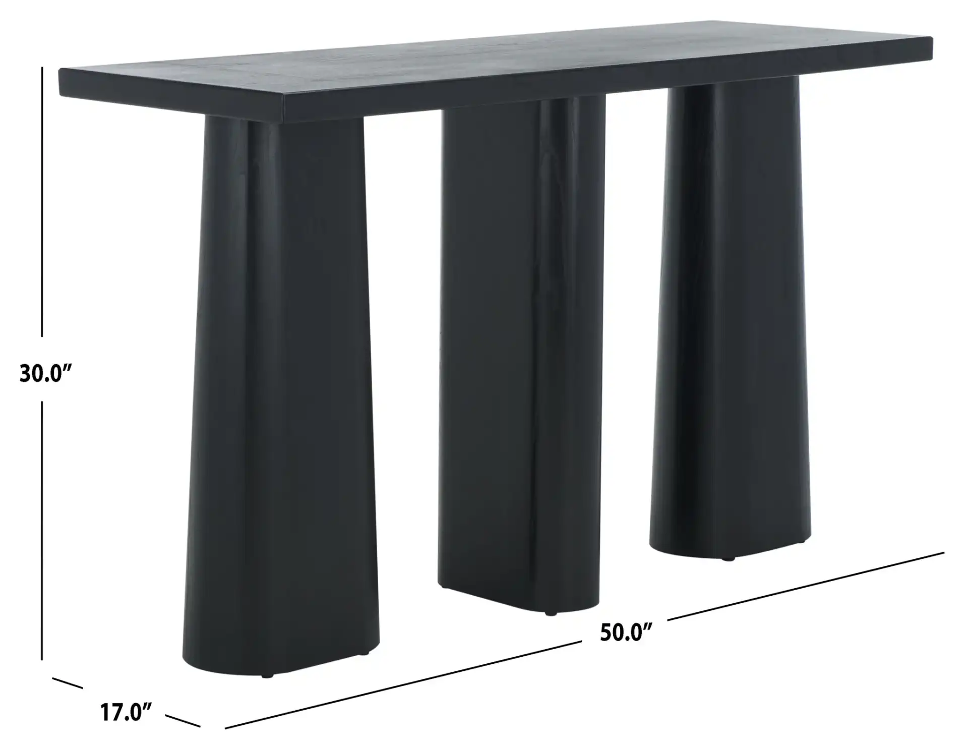 Ryllae Wood Console Table in Walnut, detail view