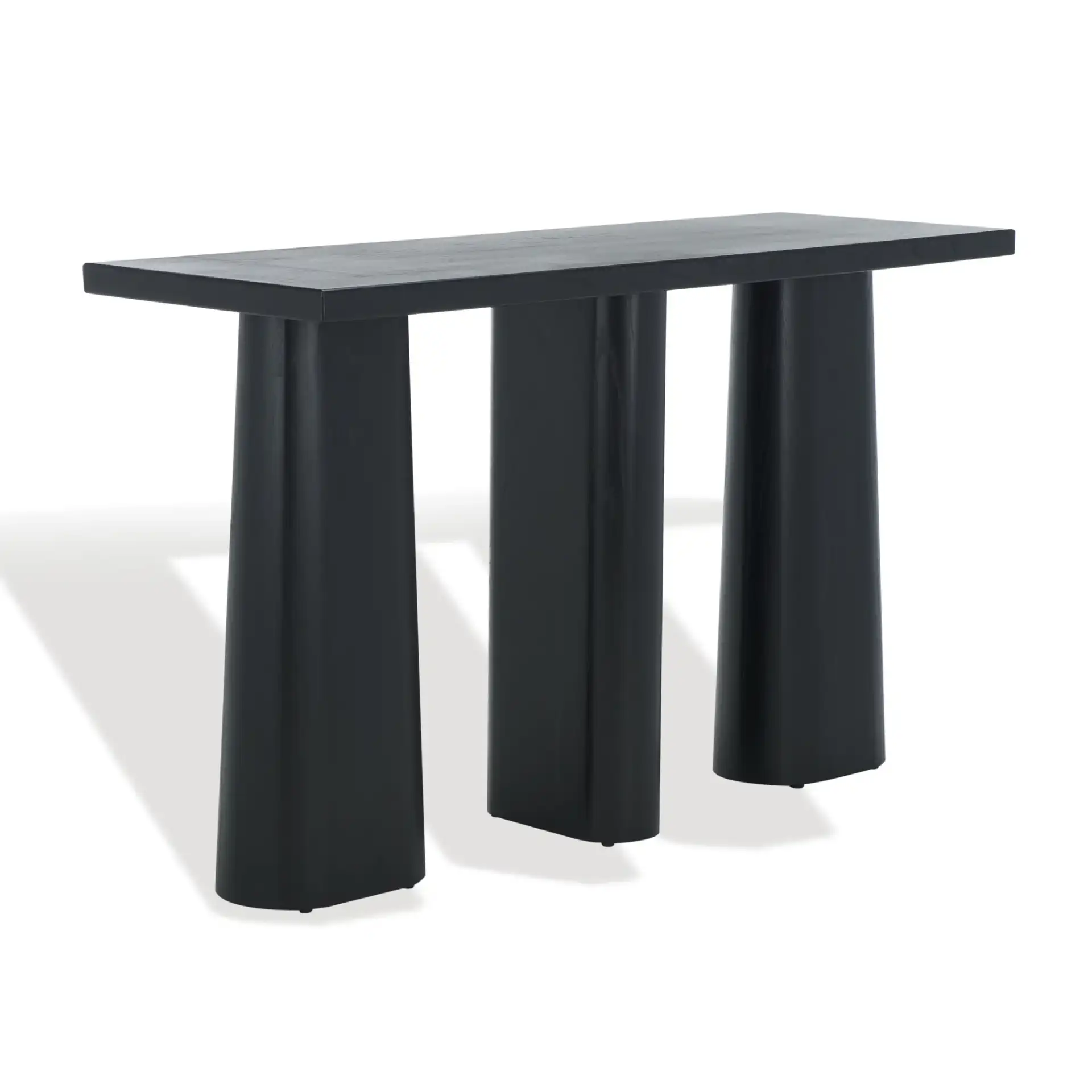 Ryllae Wood Console Table in Walnut, detail view