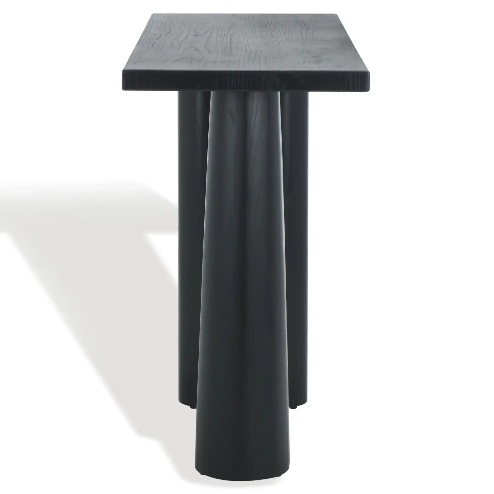 Ryllae Wood Console Table in Walnut, detail view