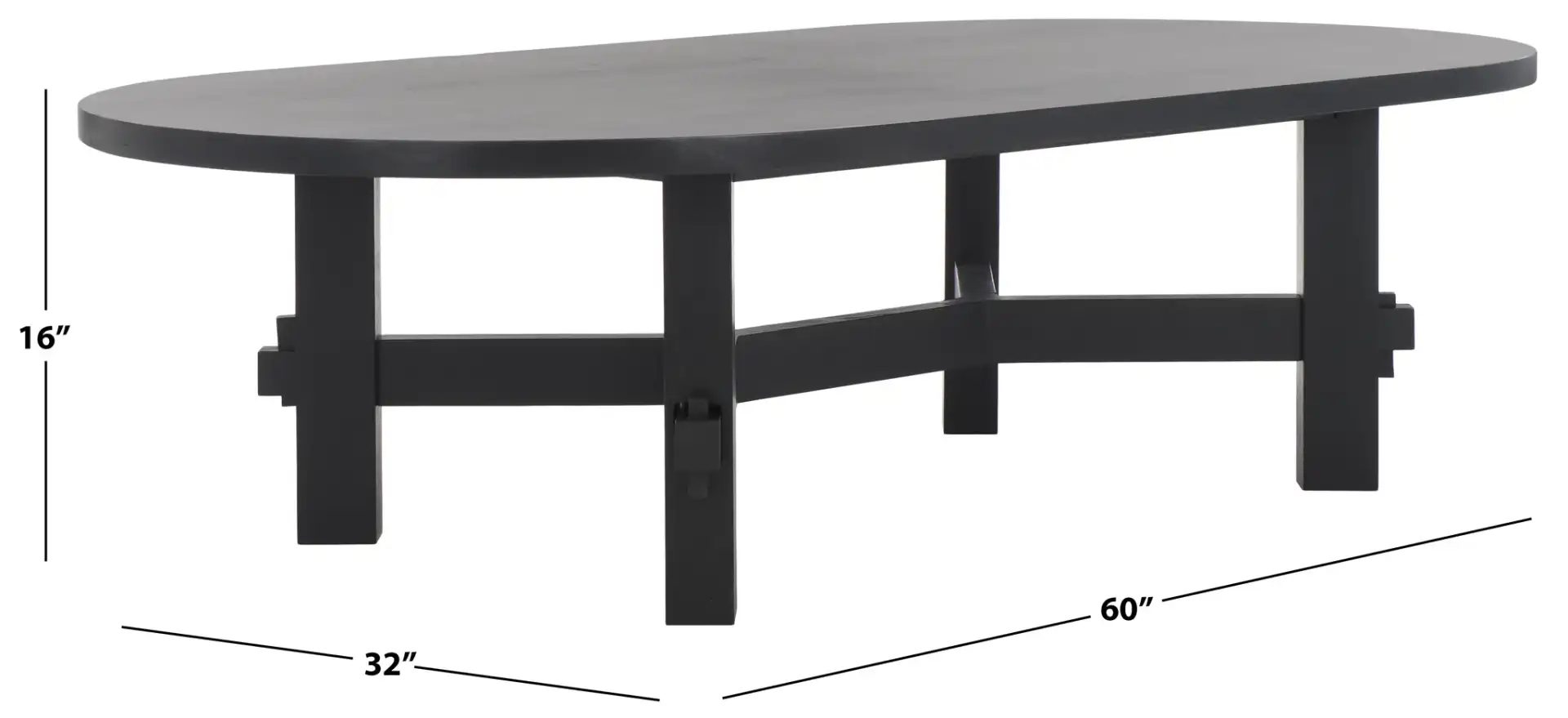 Tabytha Wood Coffee Table in Black, detail view