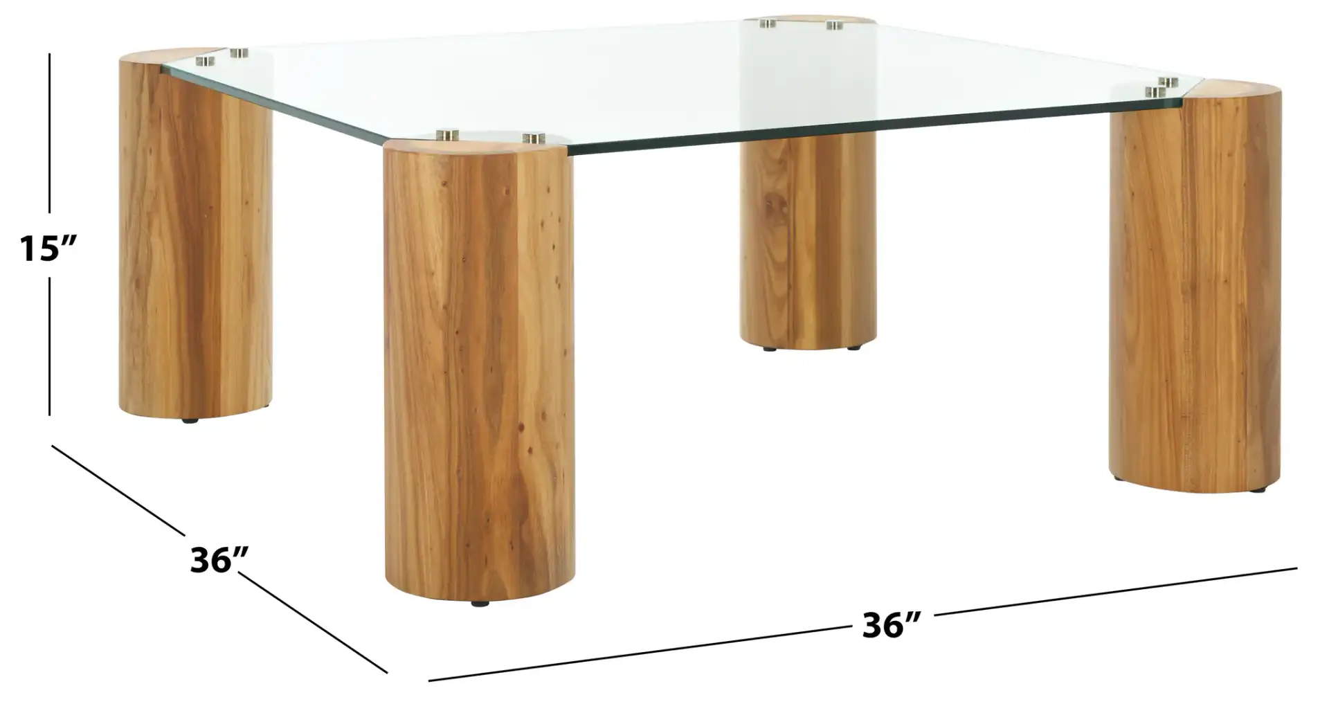 Robbie Square Glass Coffee Table in Natural, detail view