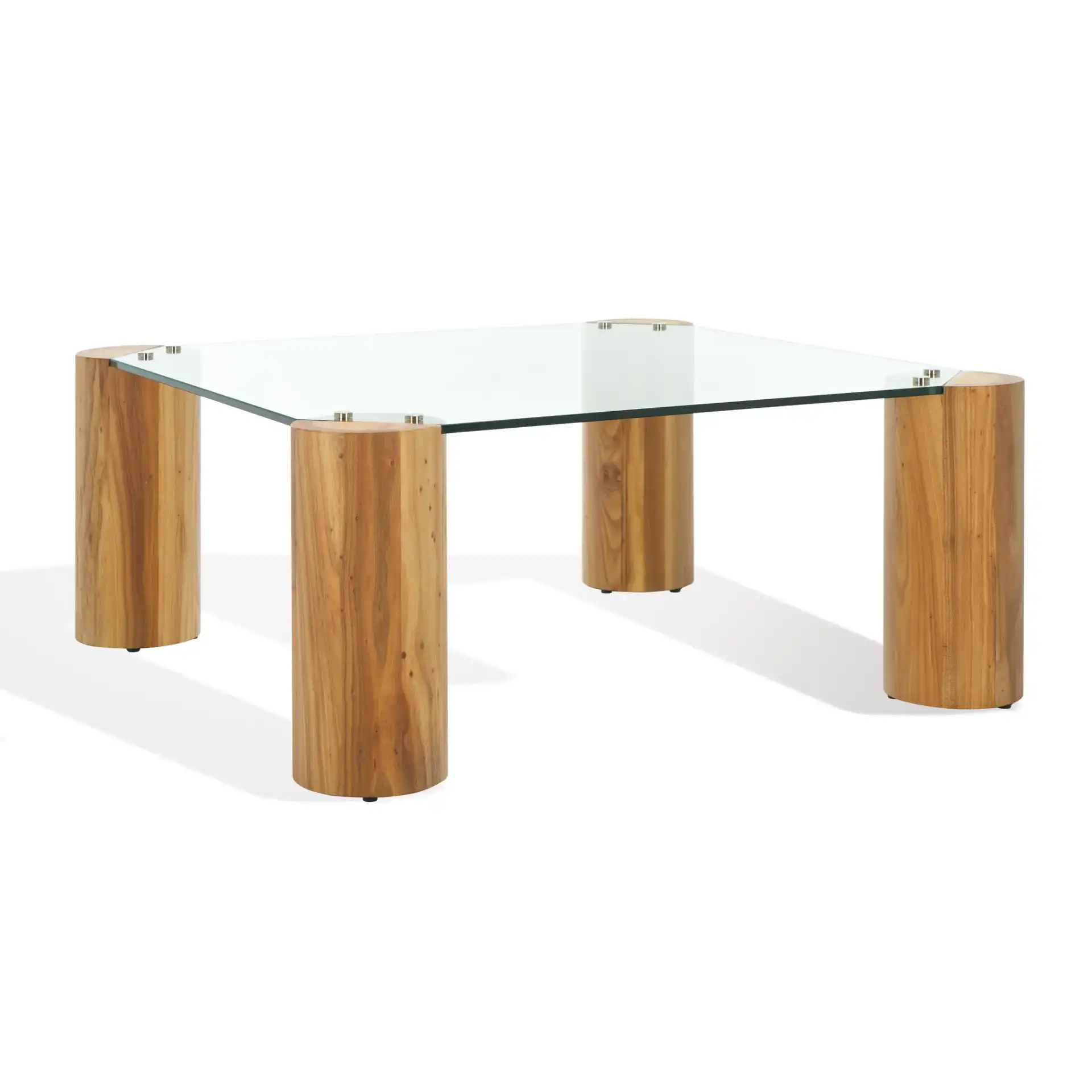 Robbie Square Glass Coffee Table in Natural, detail view