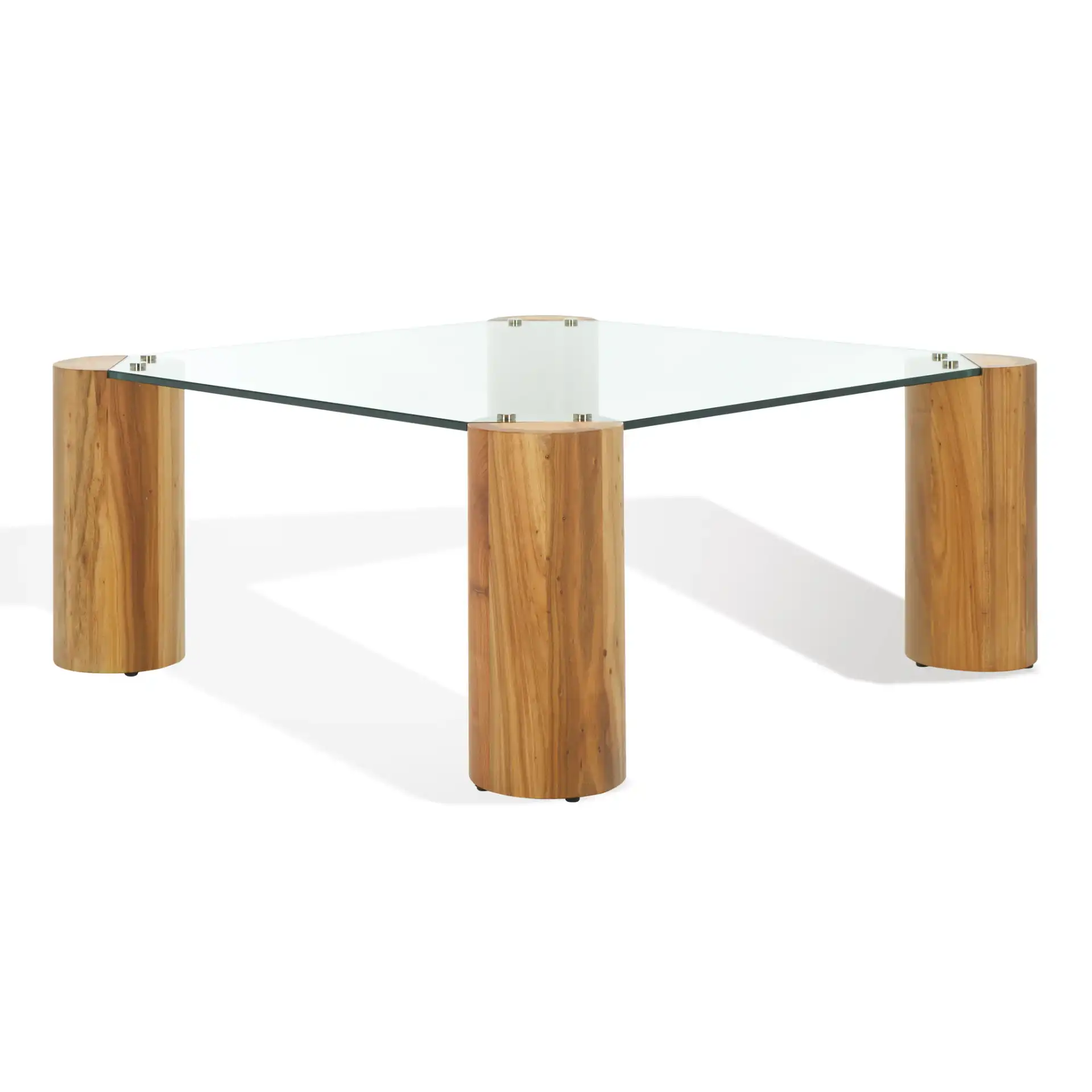 Robbie Square Glass Coffee Table in Natural, detail view