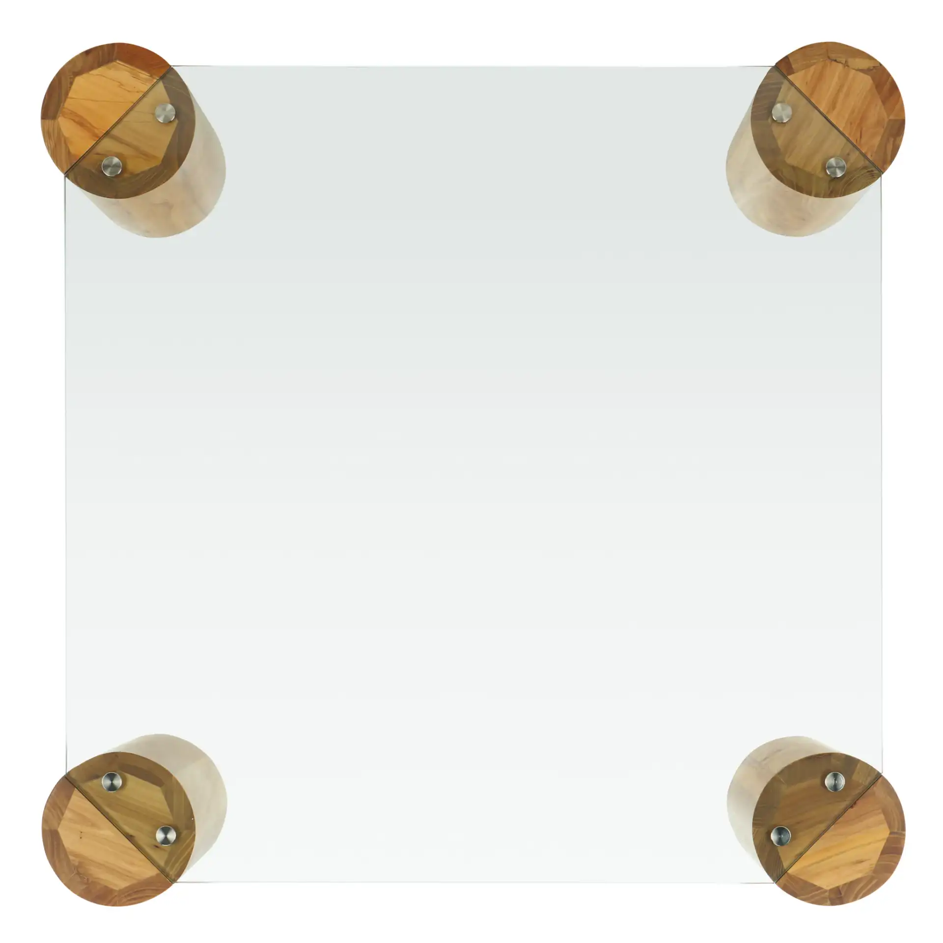 Robbie Square Glass Coffee Table in Natural, detail view