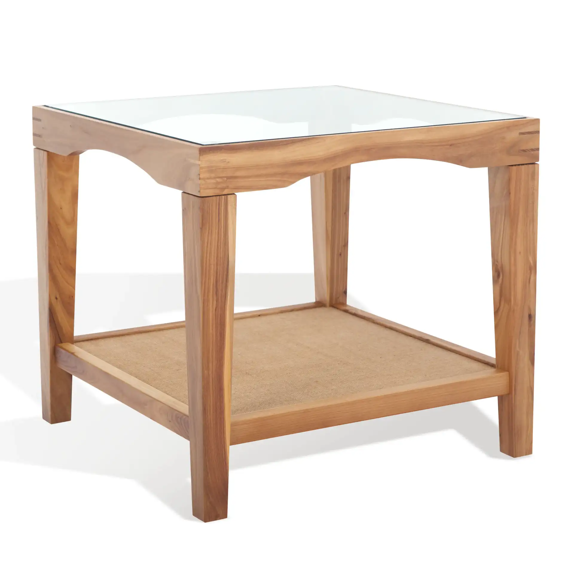 Nicolella Square Glass Accent Table in Black, detail view