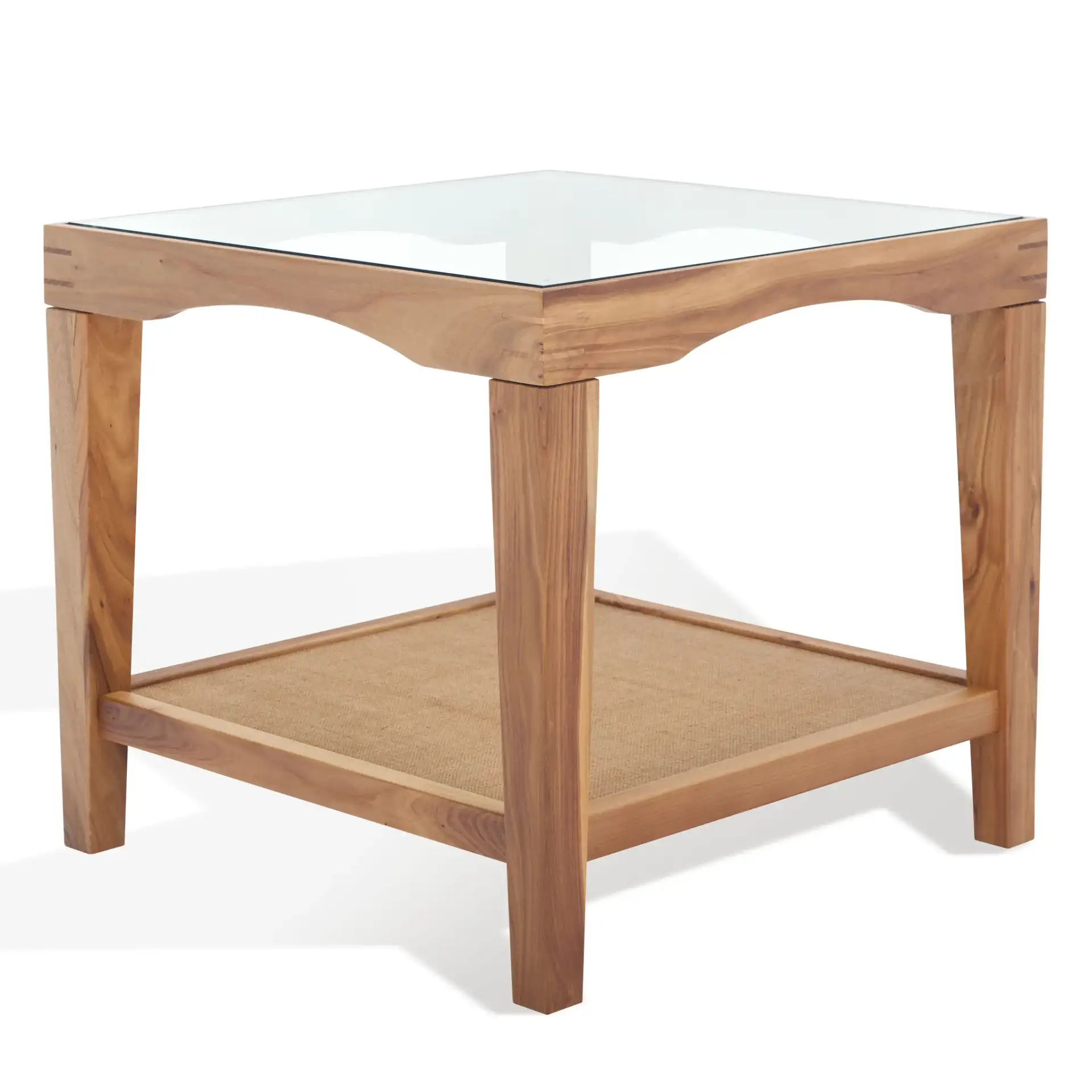 Nicolella Square Glass Accent Table in Black, detail view