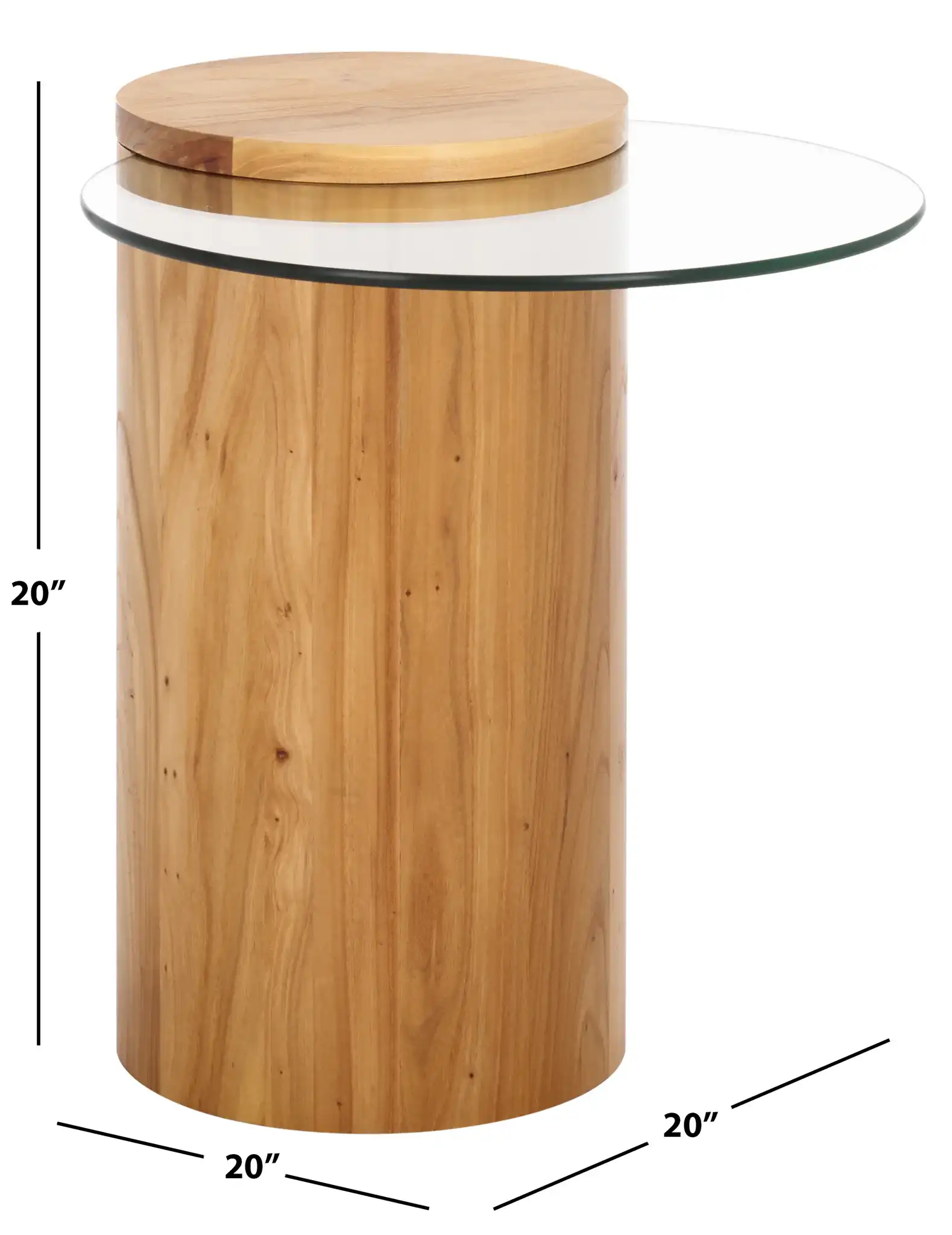 Tasharose Wood And Glass Accent Table in Natural / Clear, detail view