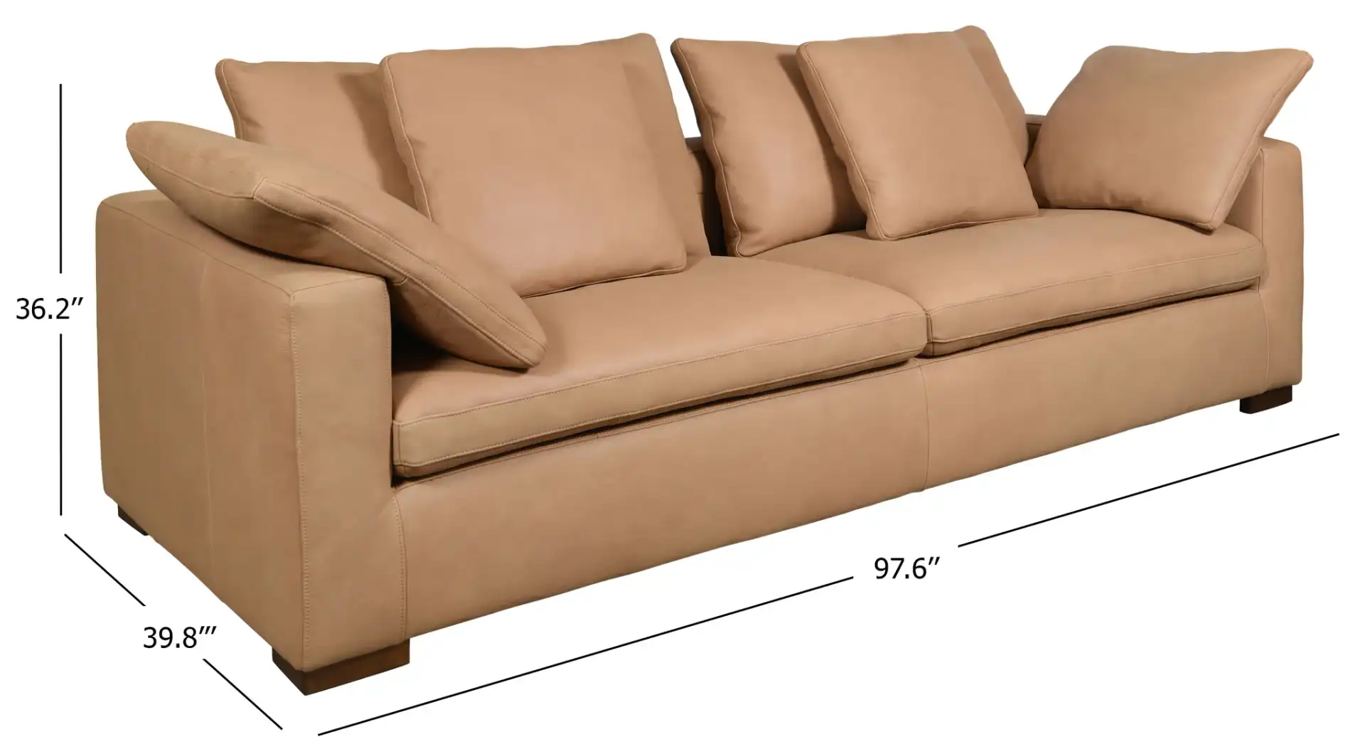 Blanca Leather Sofa in Brown, detail view