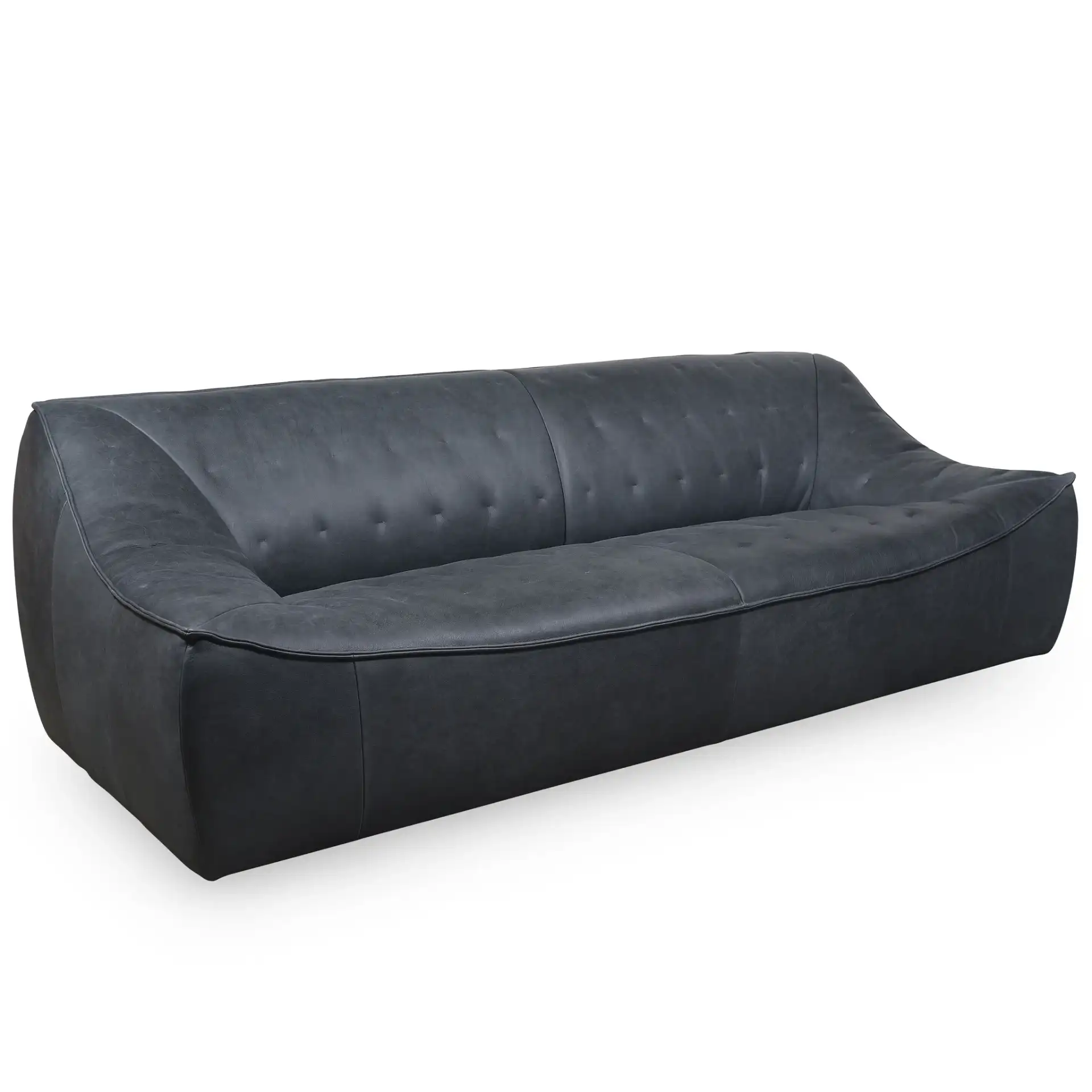 Agitha Leather Sofa in Dark Gray, detail view