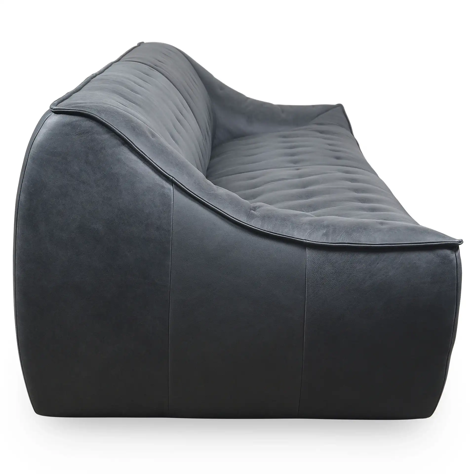 Agitha Leather Sofa in Dark Gray, detail view