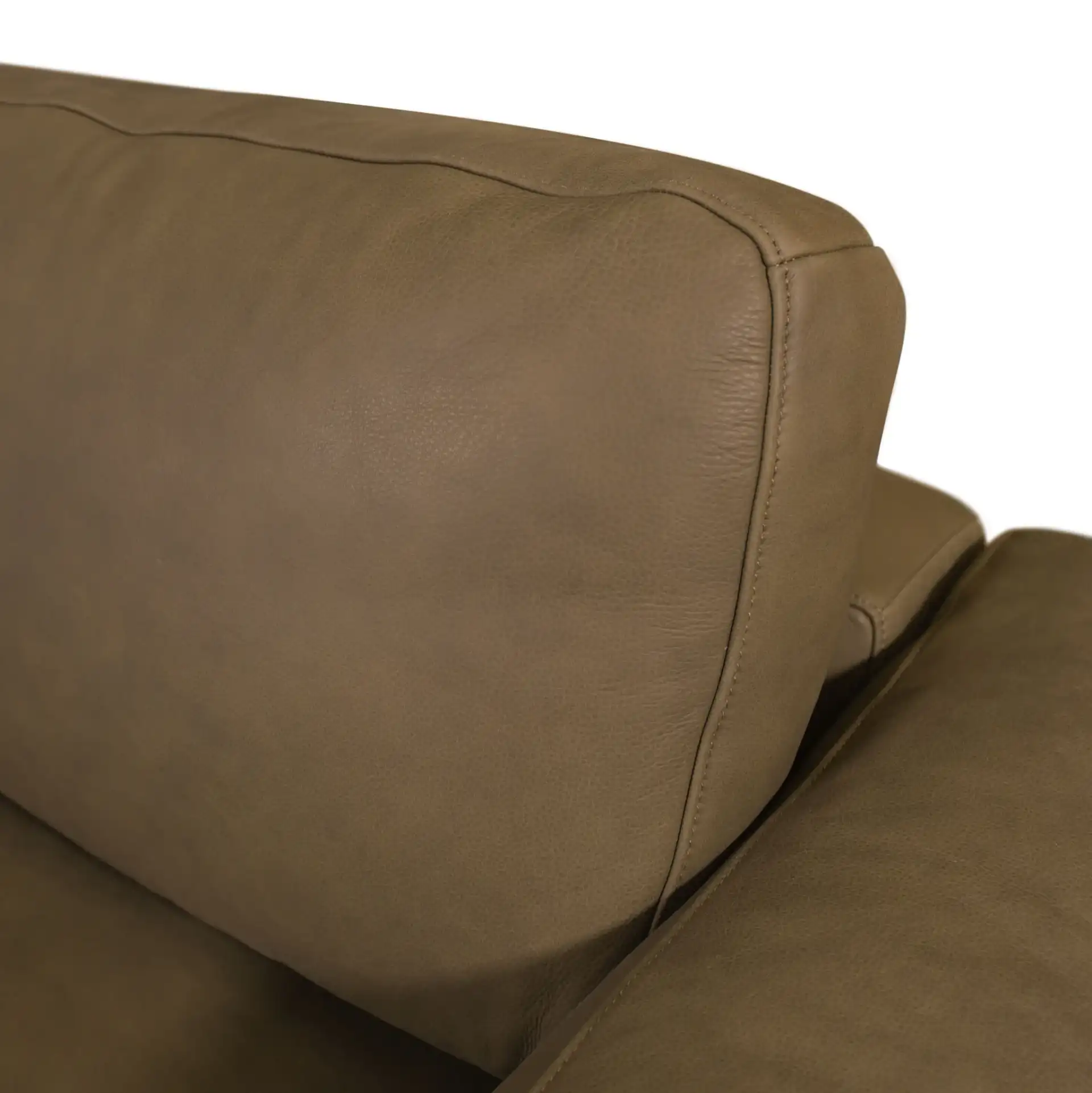 Ellyn Leather L-Shaped Sectional in Dark Olive in a styled room