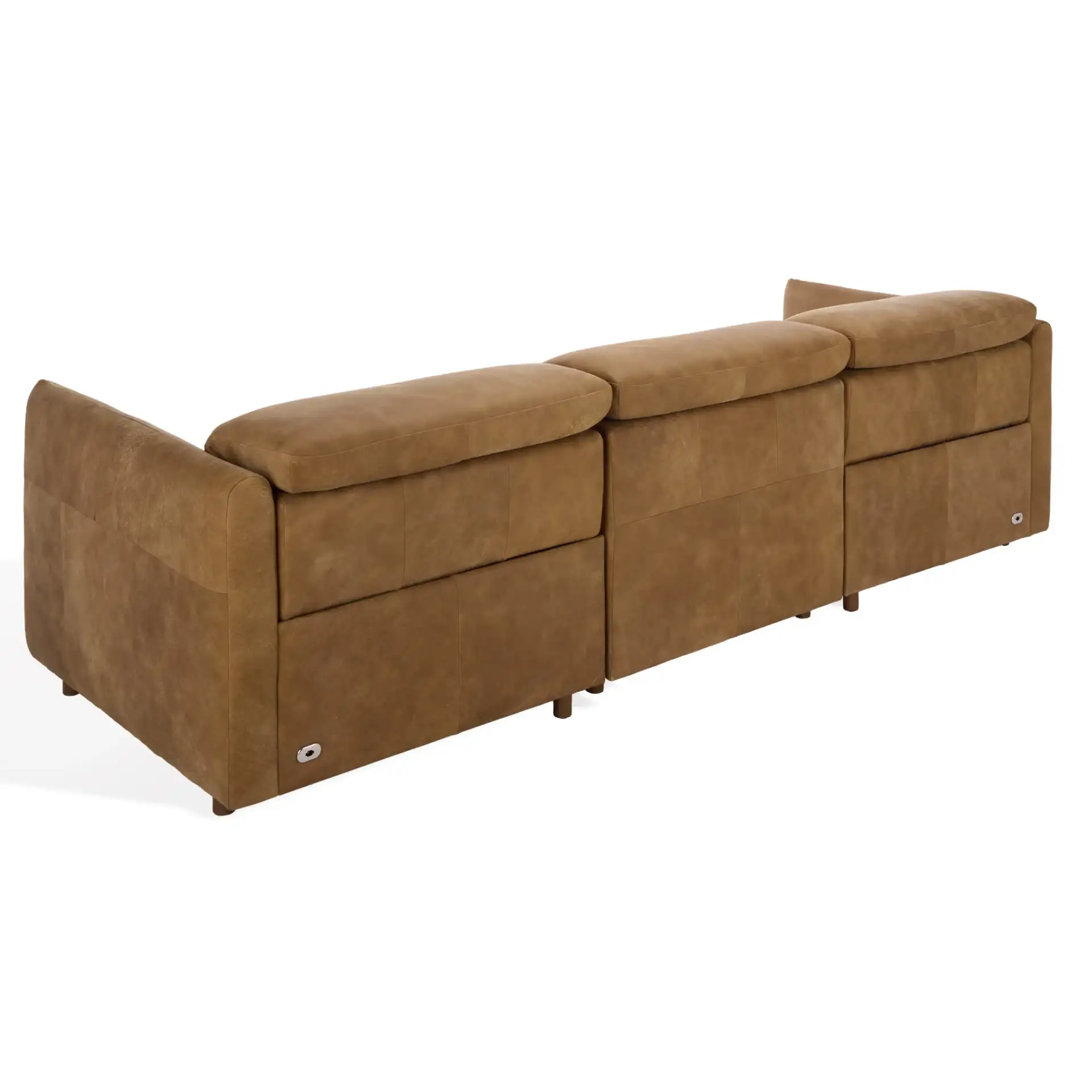 Doug Leather Reclining Sofa in Brown, detail view