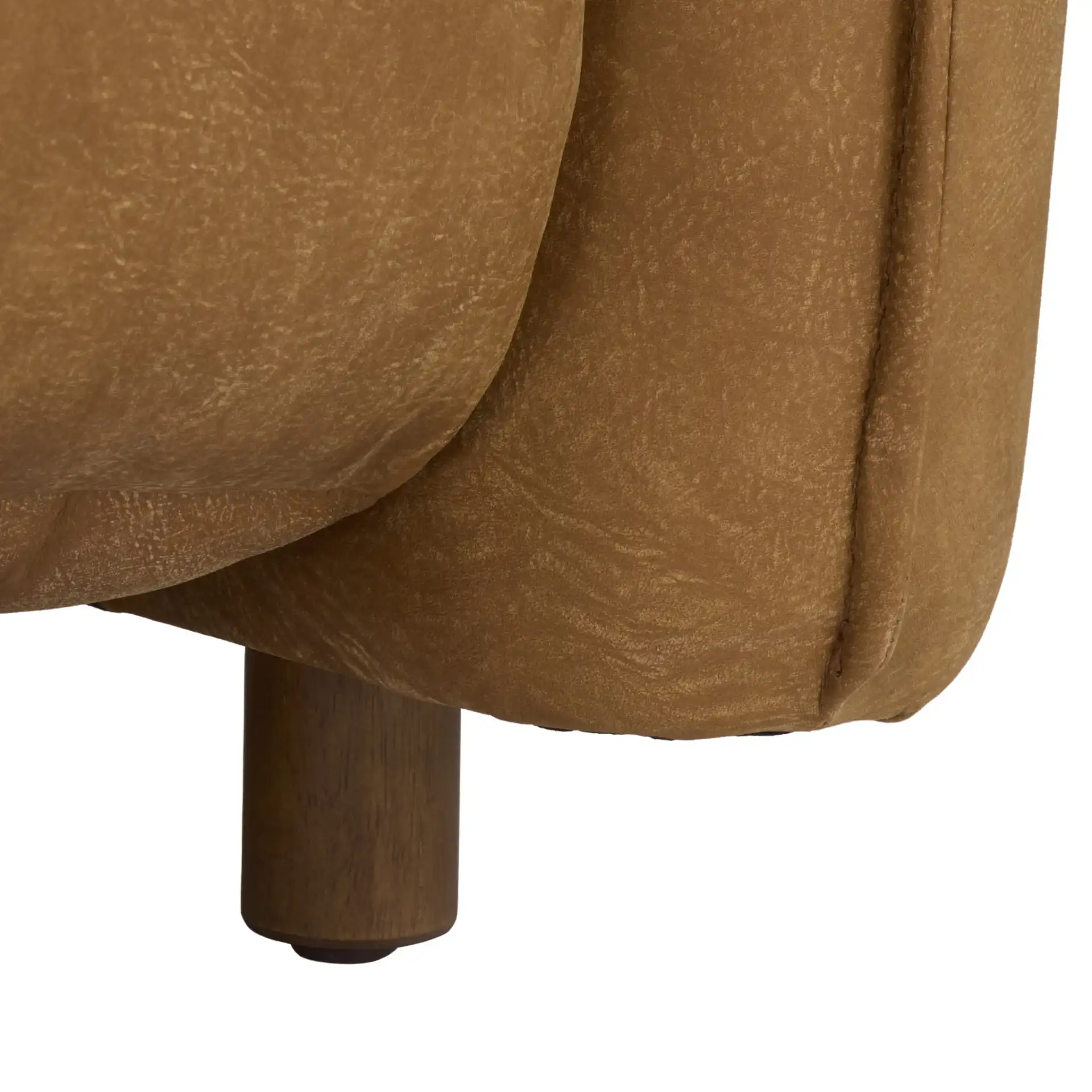 Doug Leather Reclining Sofa in Brown, detail view