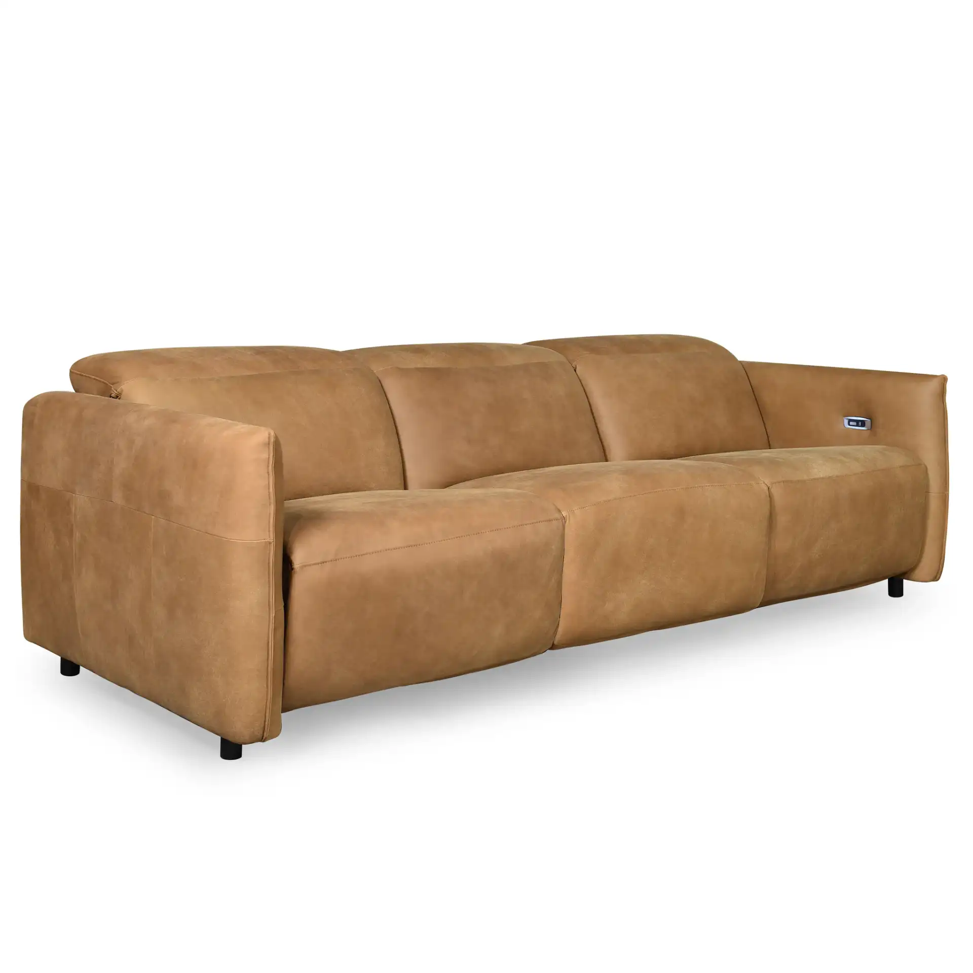 Doug Leather Reclining Sofa in Brown, detail view