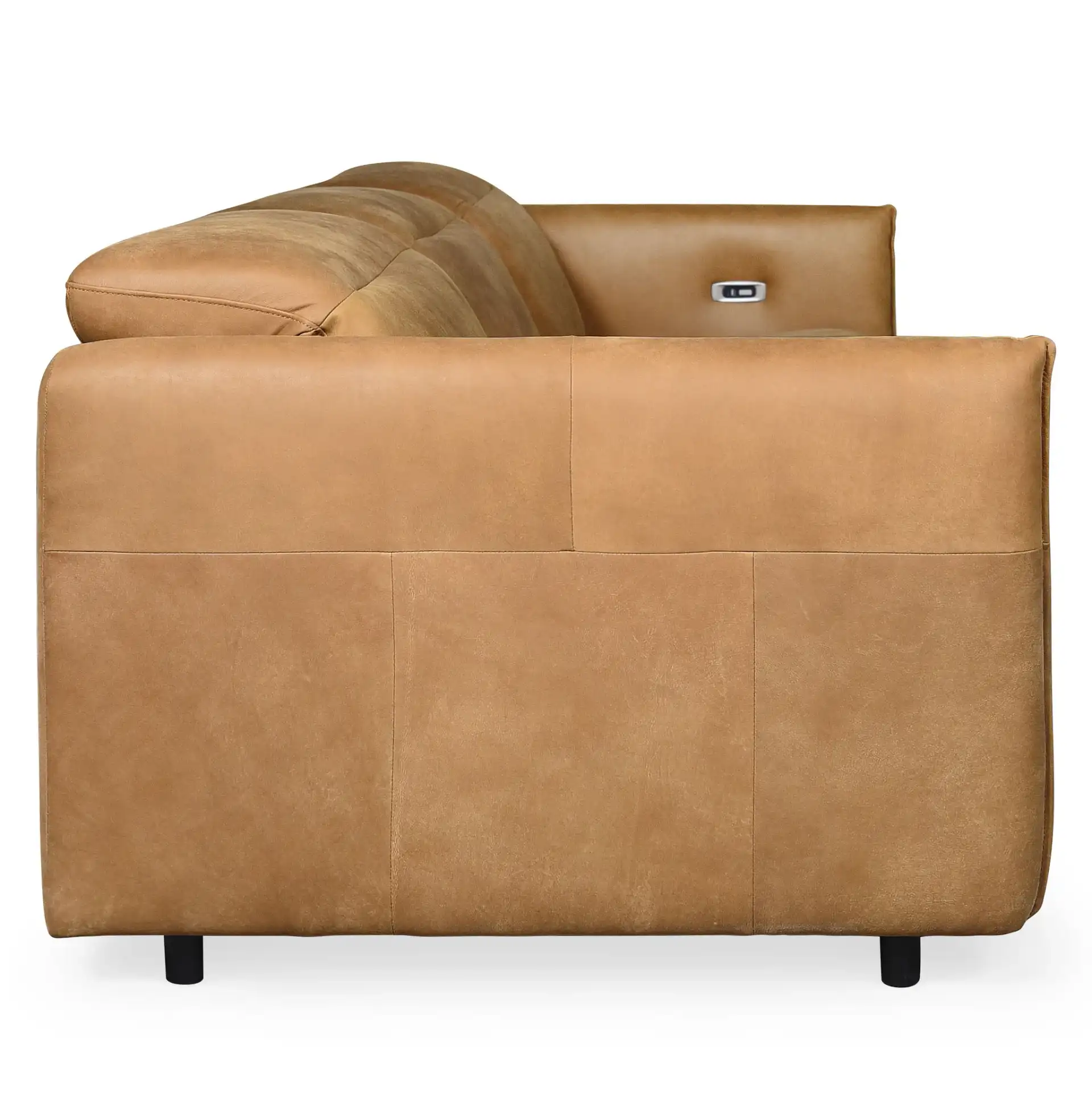 Doug Leather Reclining Sofa in Brown, detail view