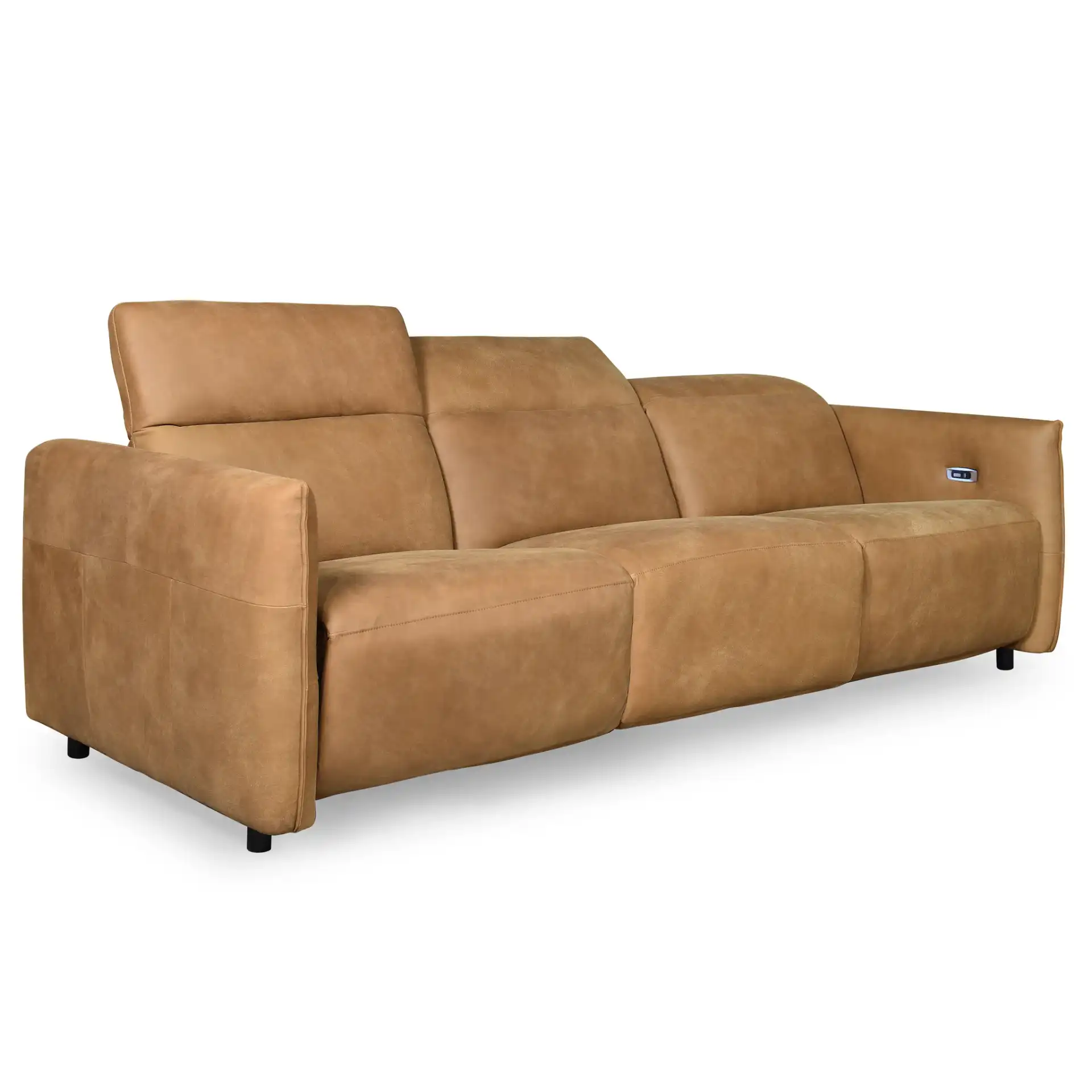 Doug Leather Reclining Sofa in Brown, detail view
