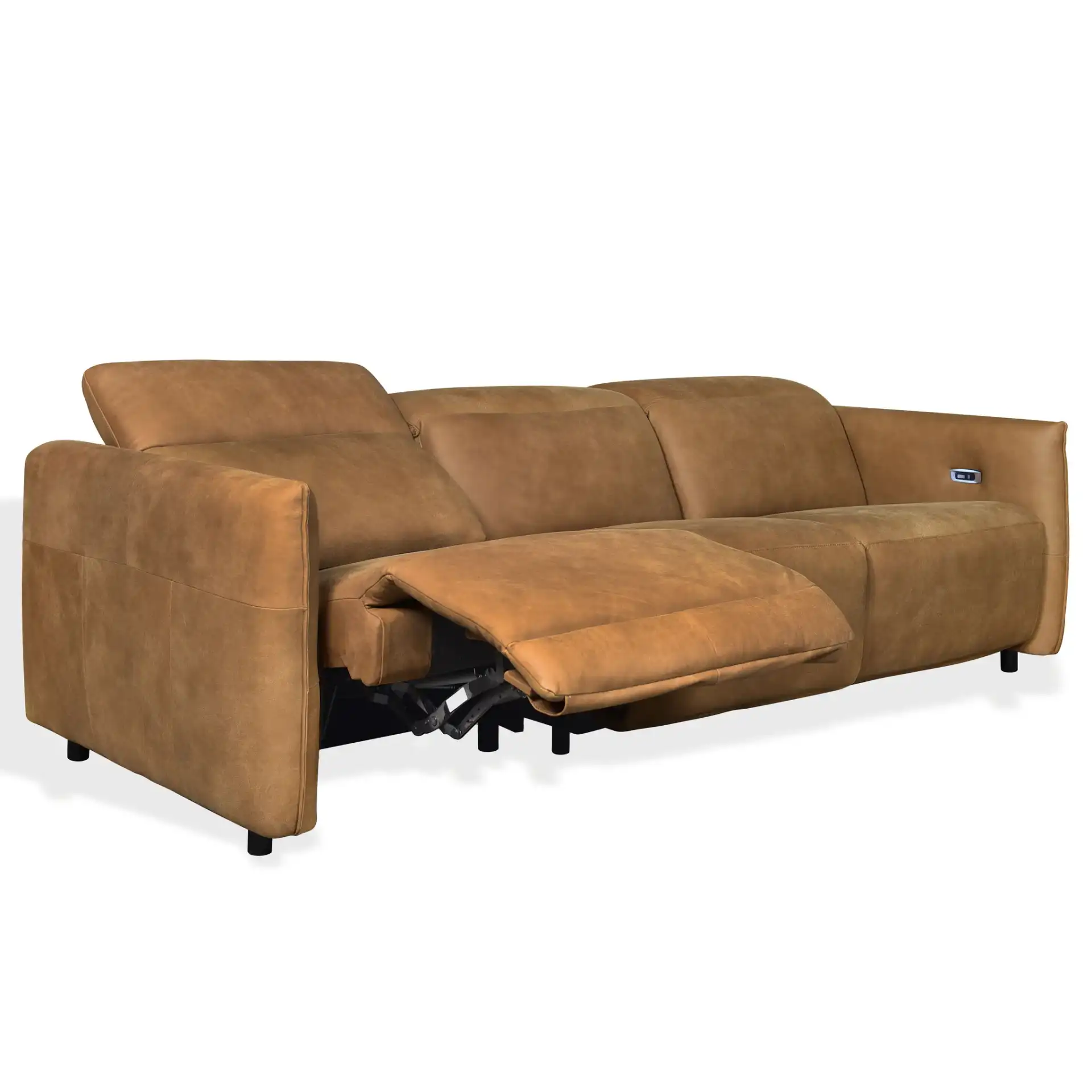 Doug Leather Reclining Sofa in Brown, detail view