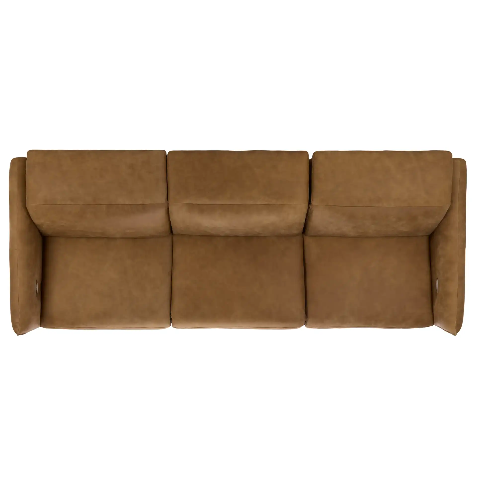 Doug Leather Reclining Sofa in Brown, detail view