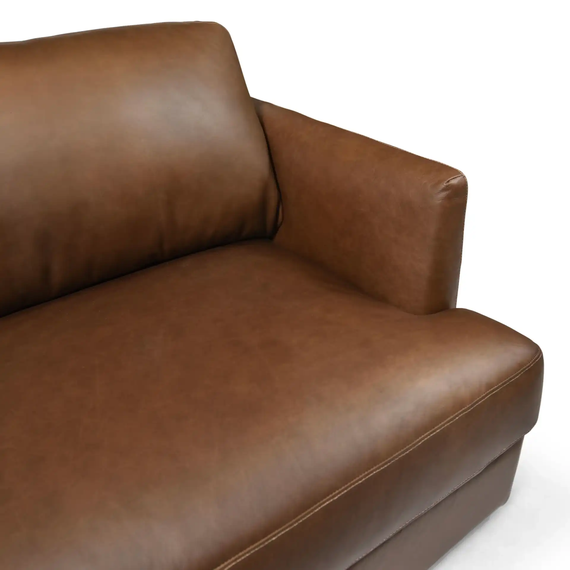 Gustav Leather Corner Sectional in Dark Brown in a styled room