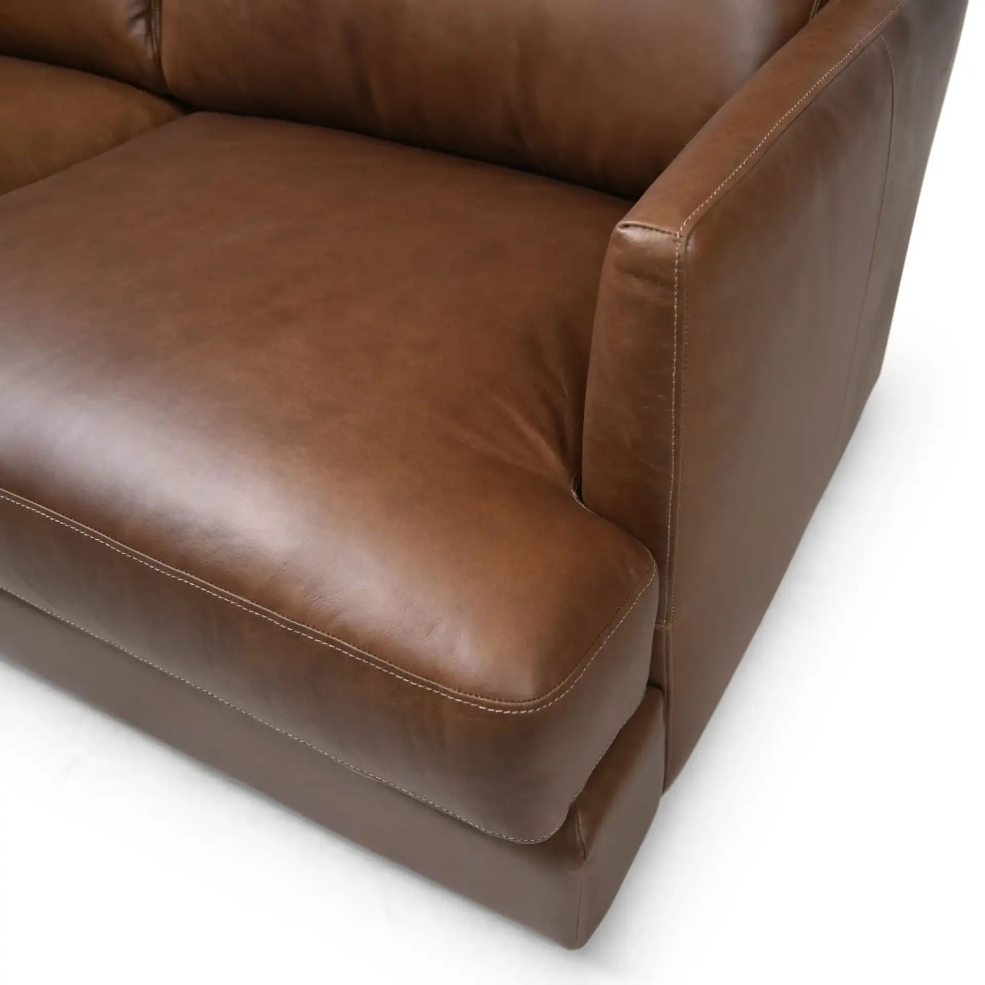 Gustav Leather Corner Sectional in Dark Brown in a styled room