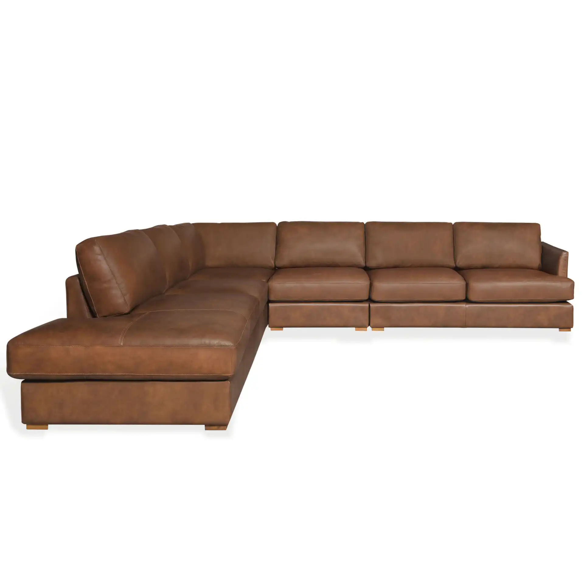 Gustav Leather Corner Sectional in Dark Brown, detail view