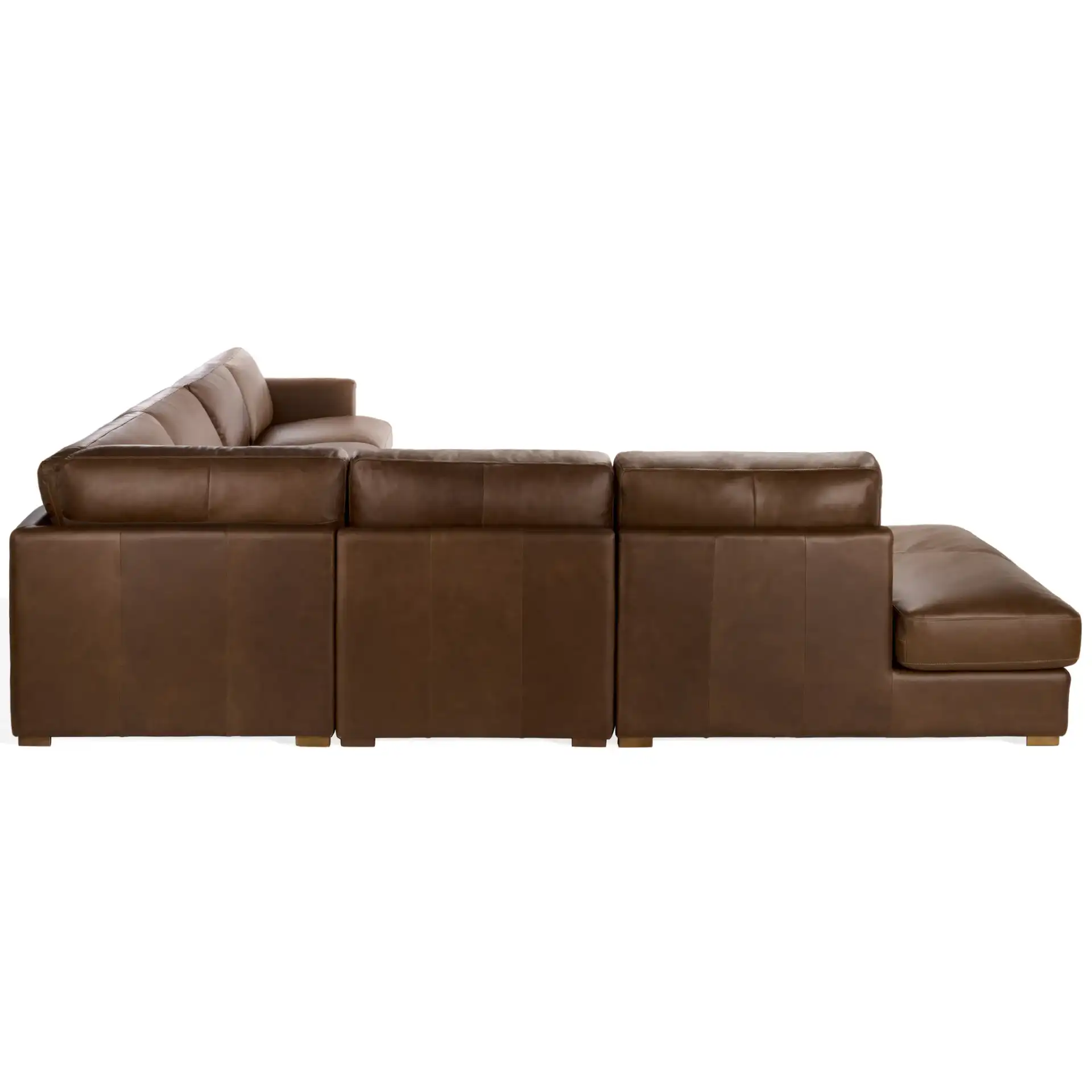 Gustav Leather Corner Sectional in Dark Brown, detail view