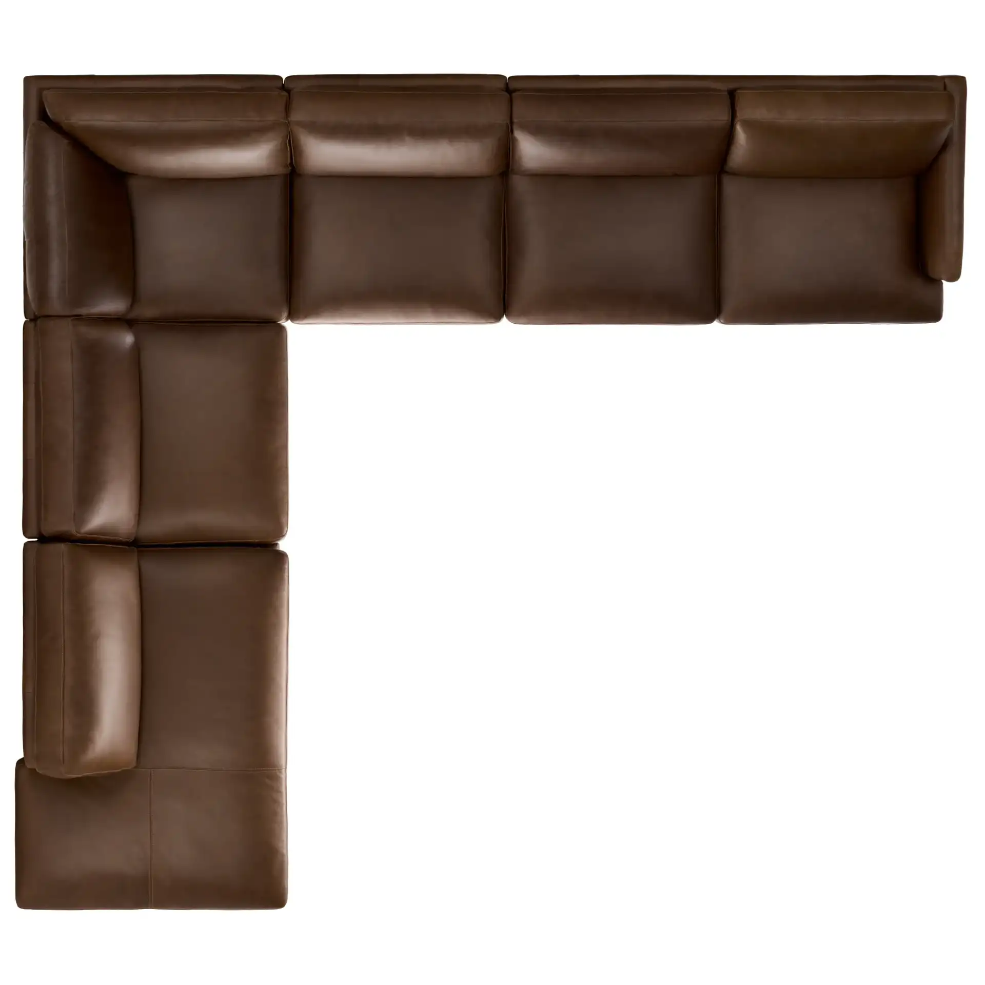 Gustav Leather Corner Sectional in Dark Brown, detail view