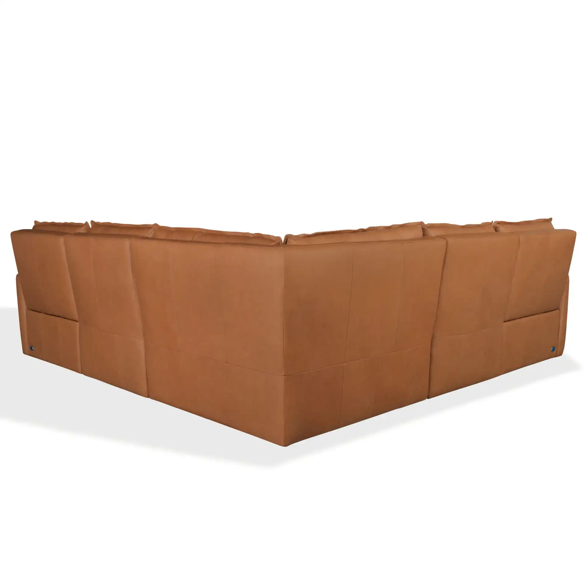 Gretel Leather L-Shaped Sectional in Brown, detail view
