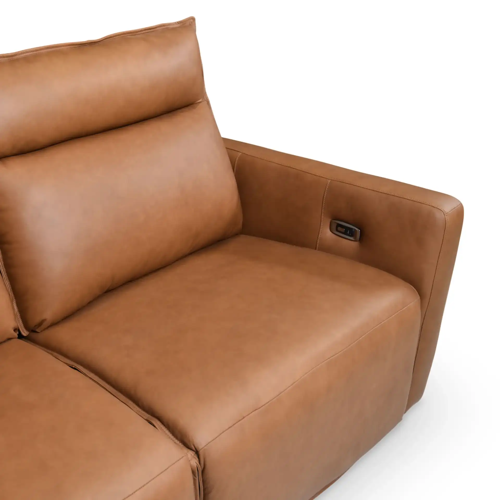 Gretel Leather L-Shaped Sectional in Brown in a styled room