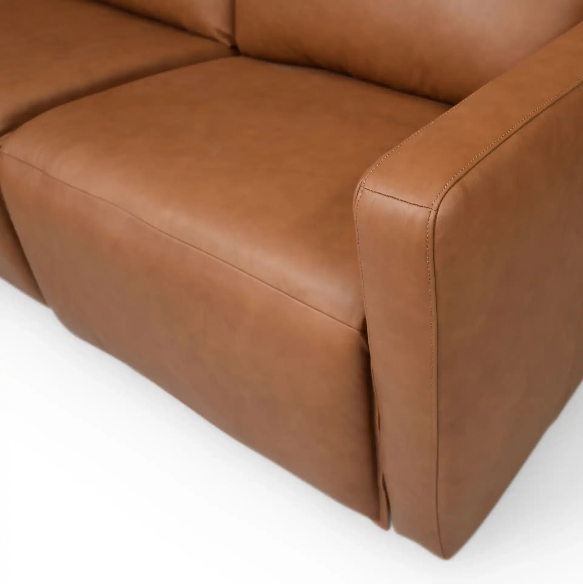 Gretel Leather L-Shaped Sectional in Brown in a styled room