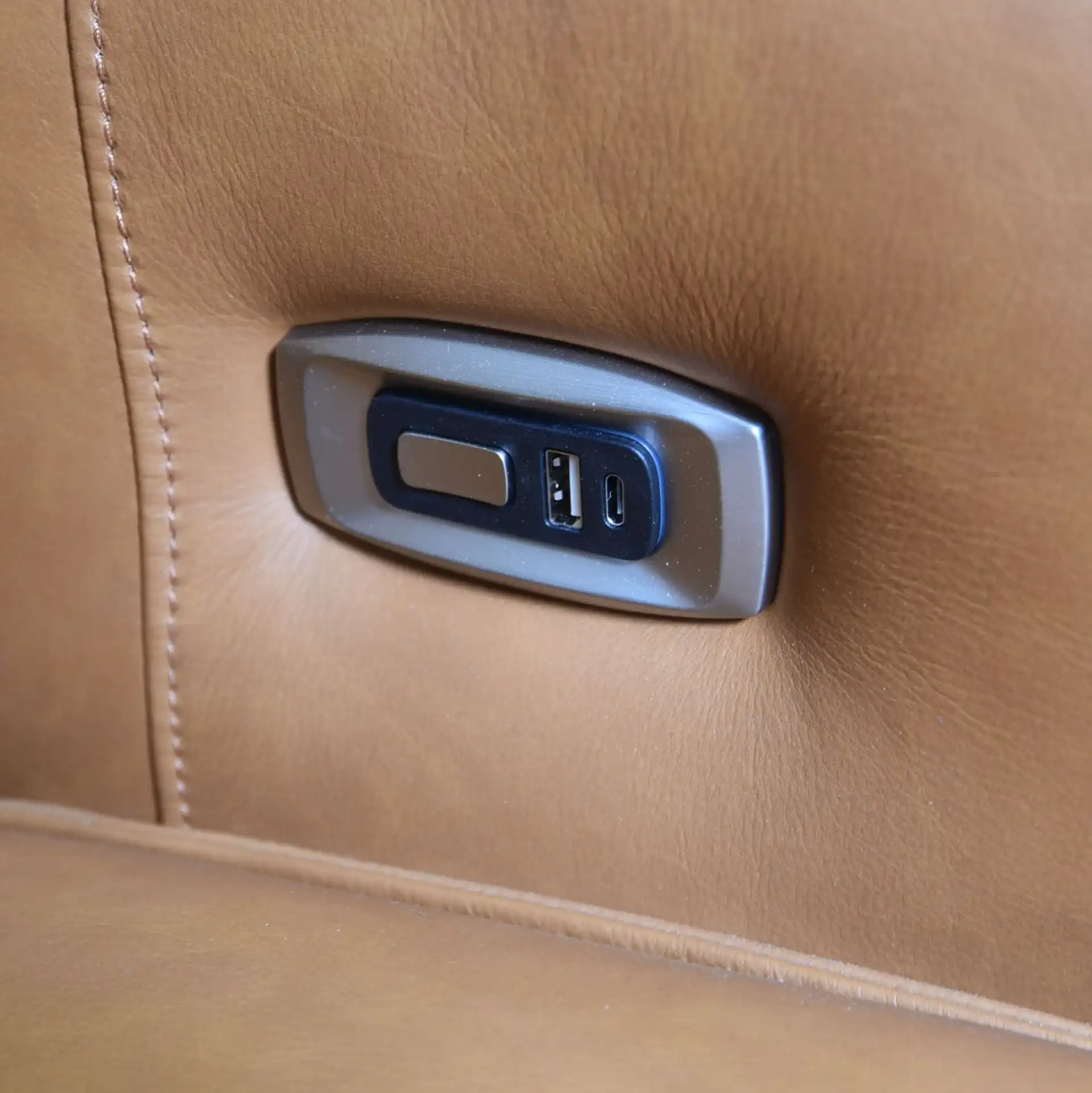 Gretel Leather L-Shaped Sectional in Brown in a styled room