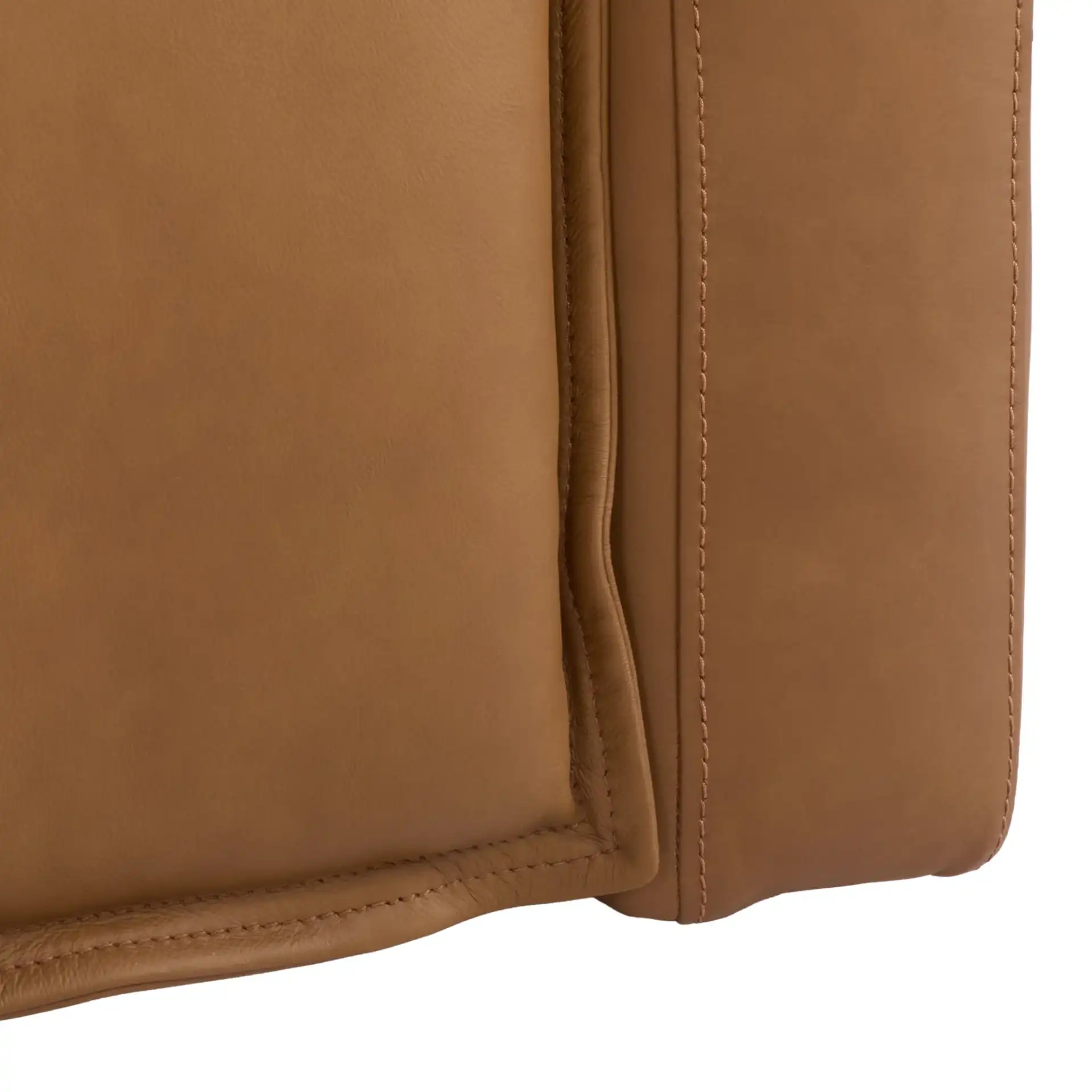 Gretel Leather L-Shaped Sectional in Brown, detail view