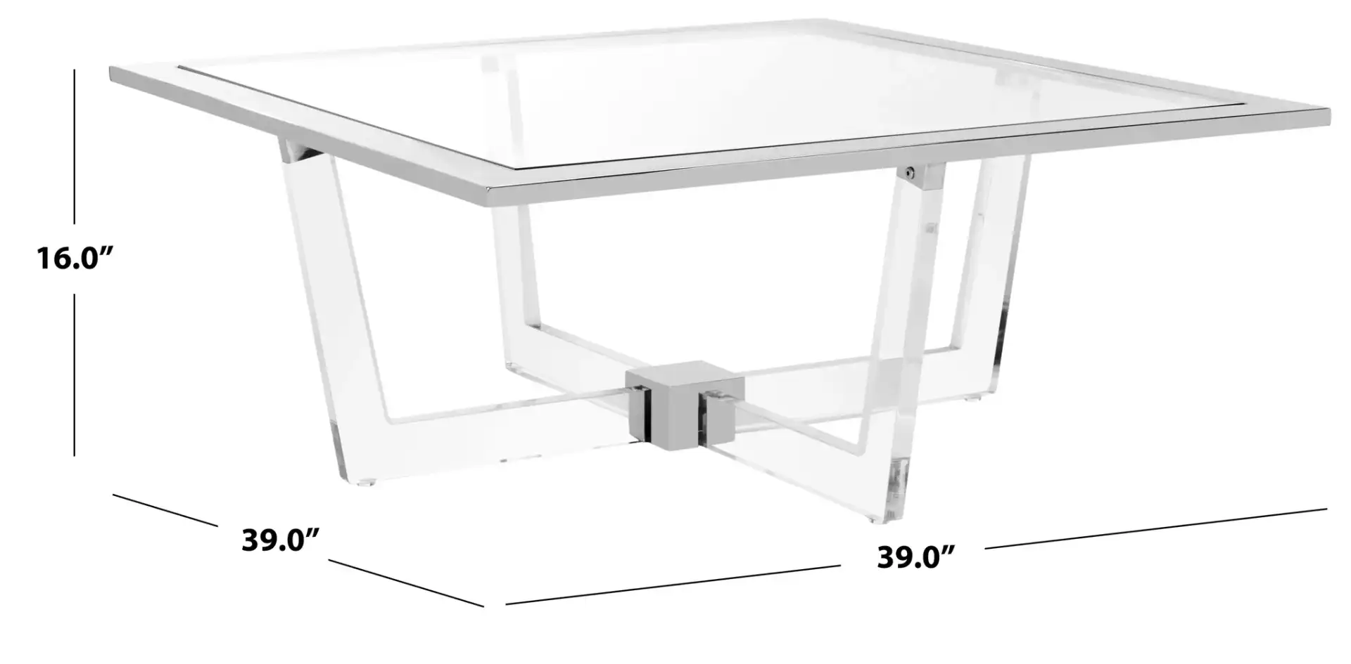 Hermina Acrylic Coffee Table in Clear, detail view
