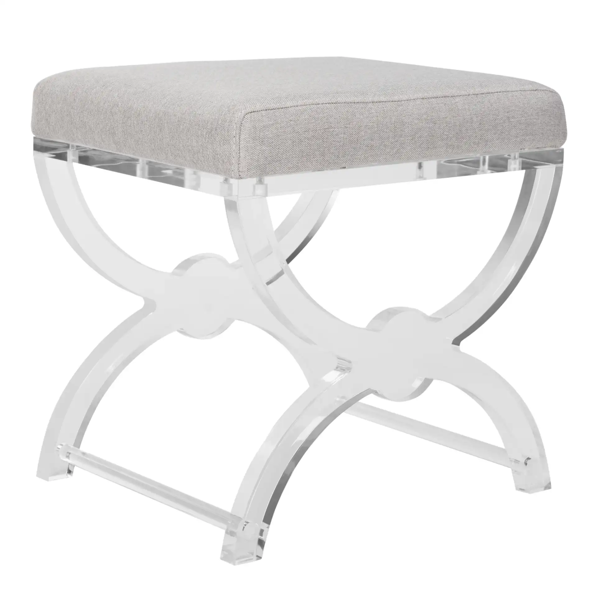 Delfina Vanity Stool in Clear, detail view
