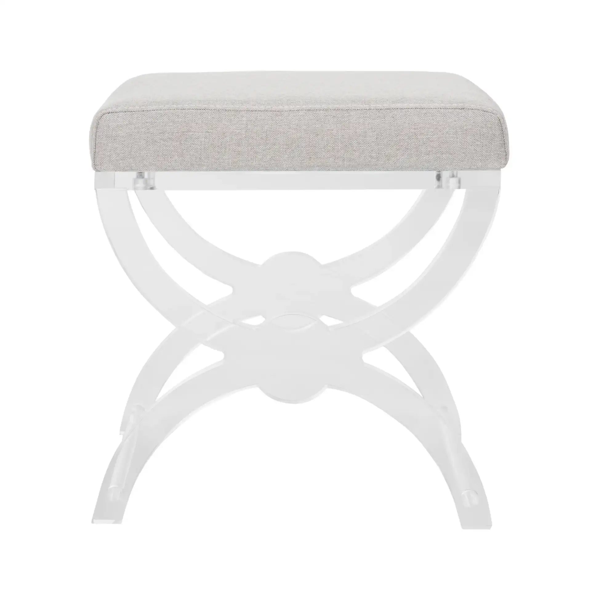 Delfina Vanity Stool in Clear, detail view