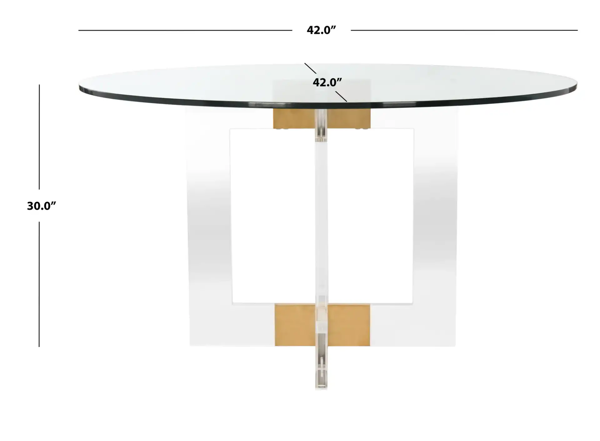 Xevera Acrylic Round Dining Table in Gold / Clear, detail view