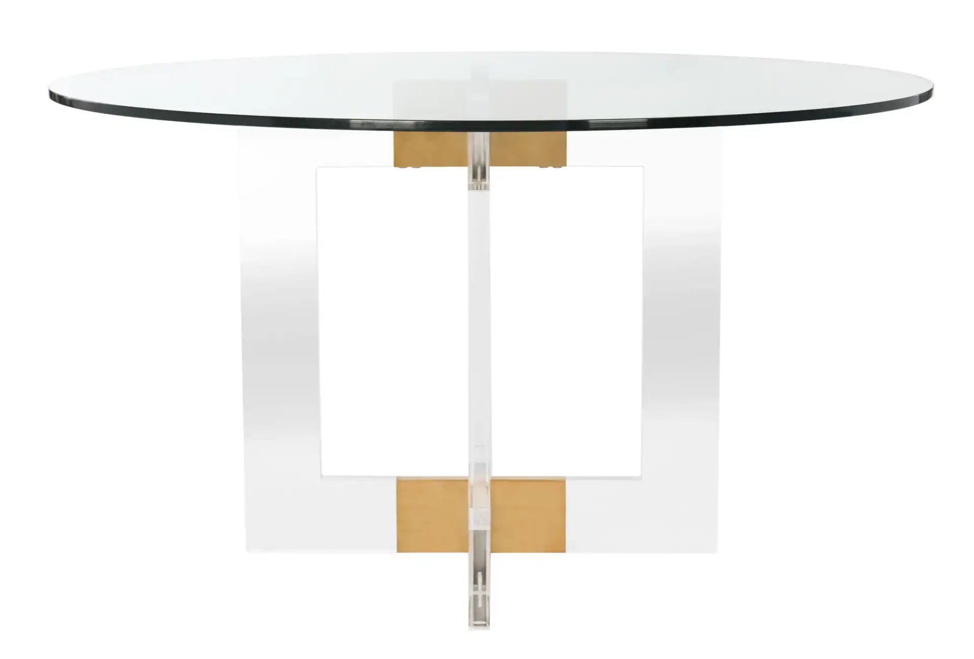 Xevera Acrylic Round Dining Table in Gold / Clear, detail view
