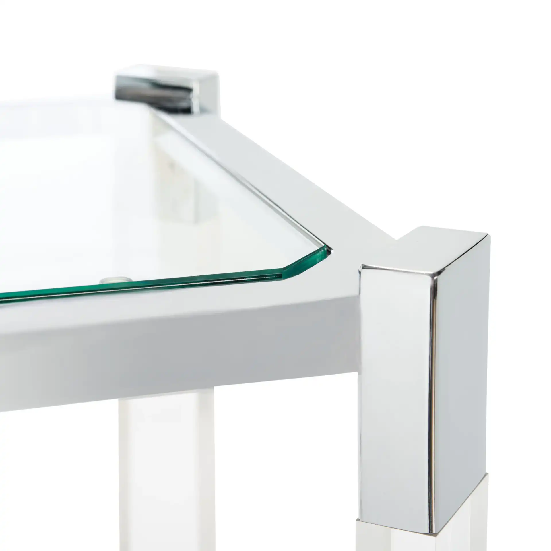 Gianna Acrylic Console Table in Clear in a styled room