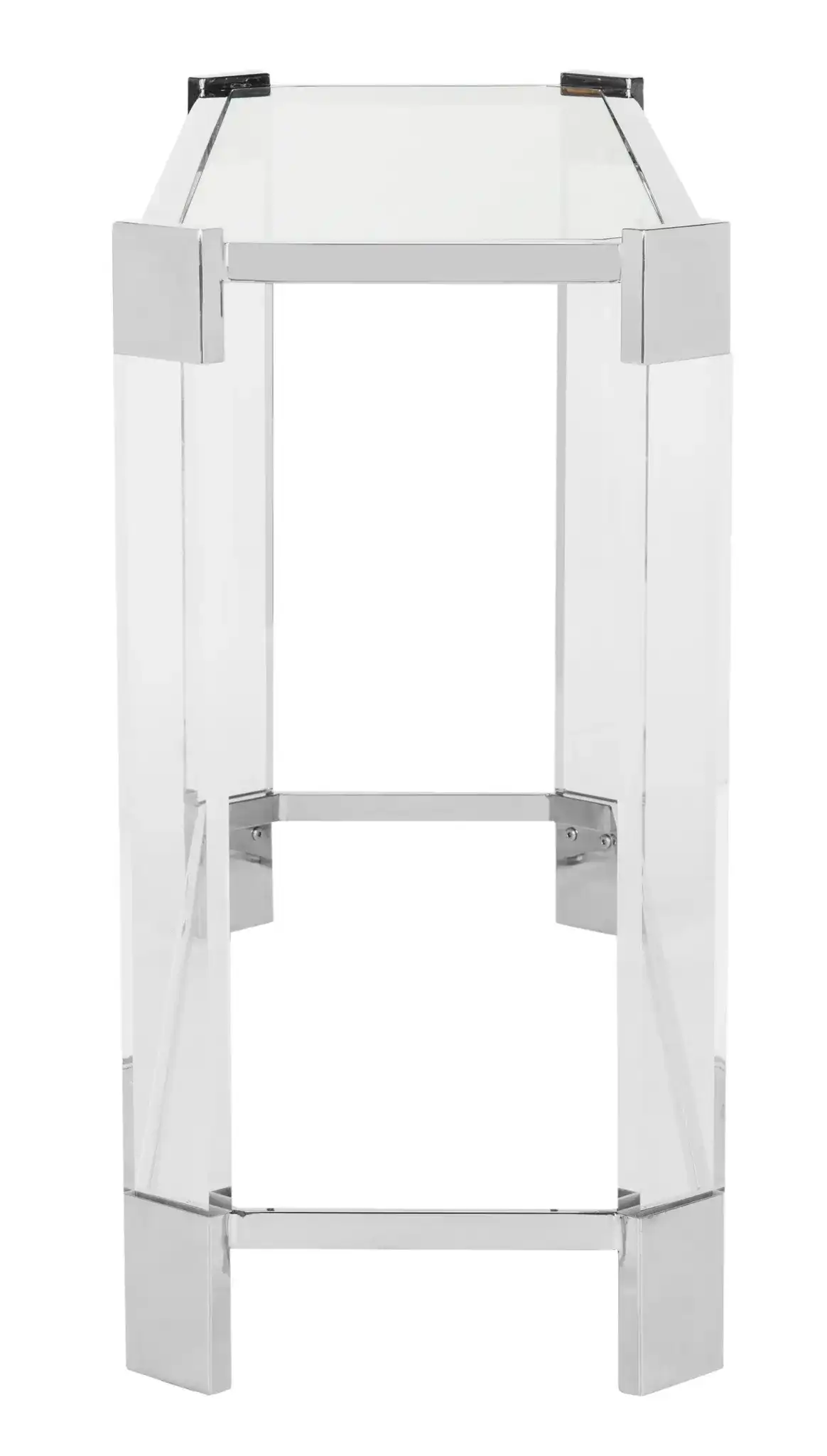 Gianna Acrylic Console Table in Clear, detail view