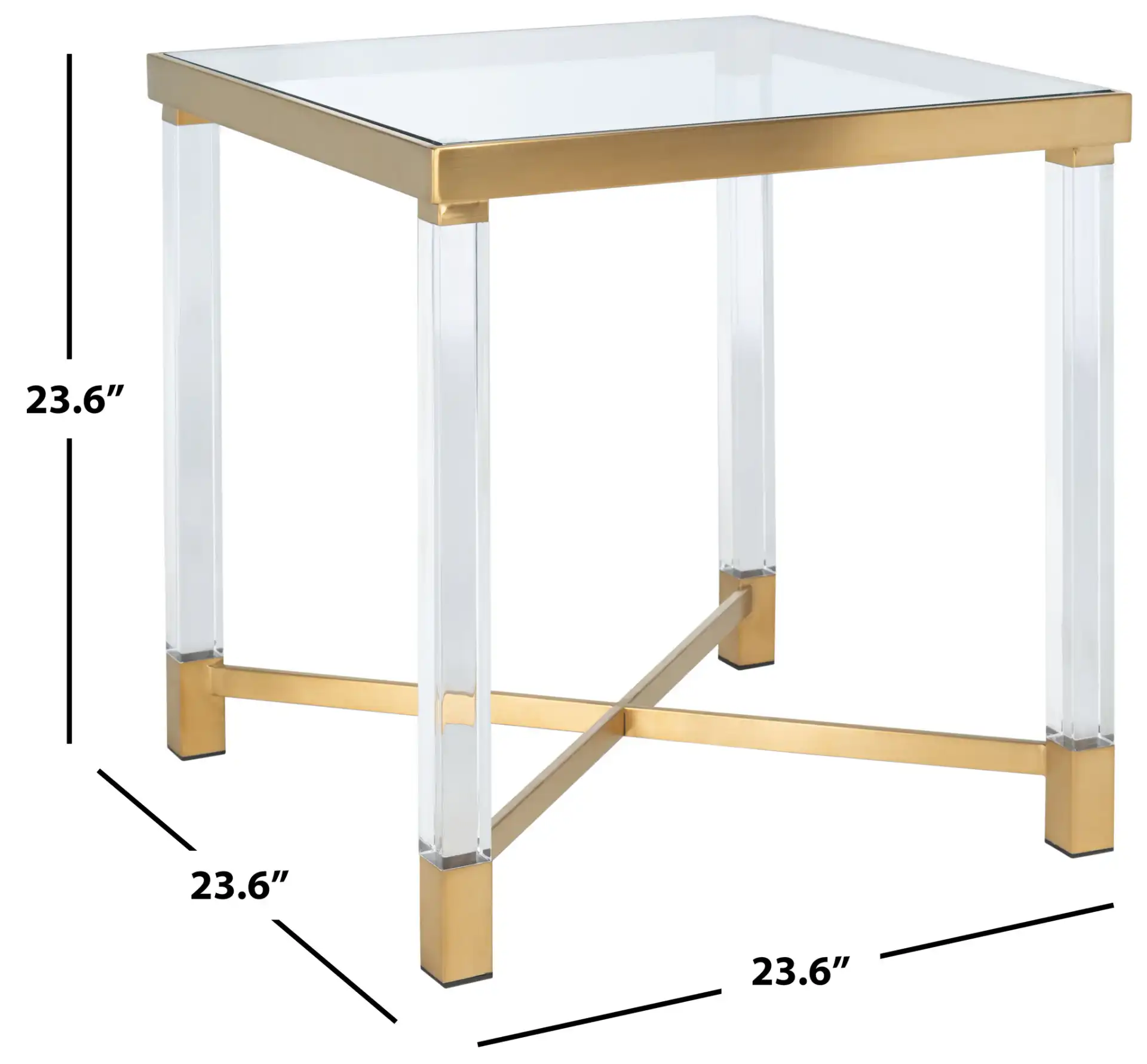 Shawna Acrylic End Table in Silver, detail view