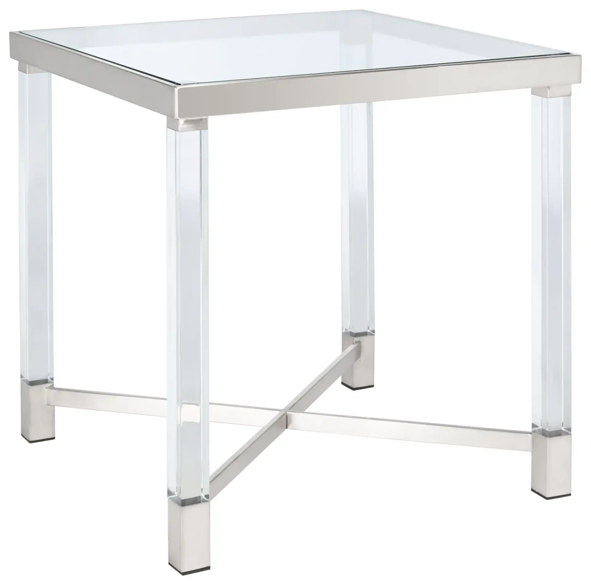 Shawna Acrylic End Table in Silver, detail view